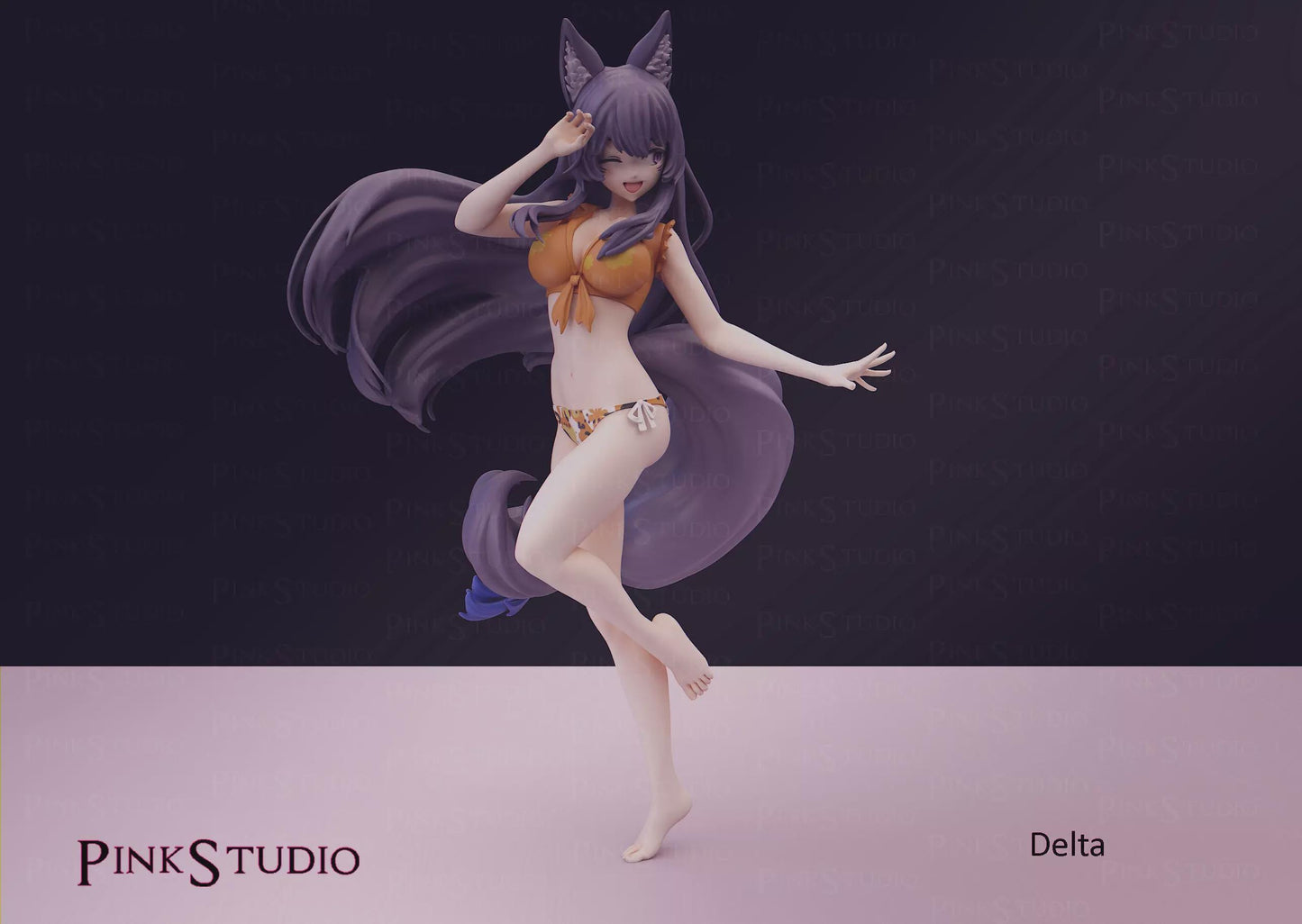 Wolf Girl Model Kit | 3D Printed Resin Figurine | Pink Studio