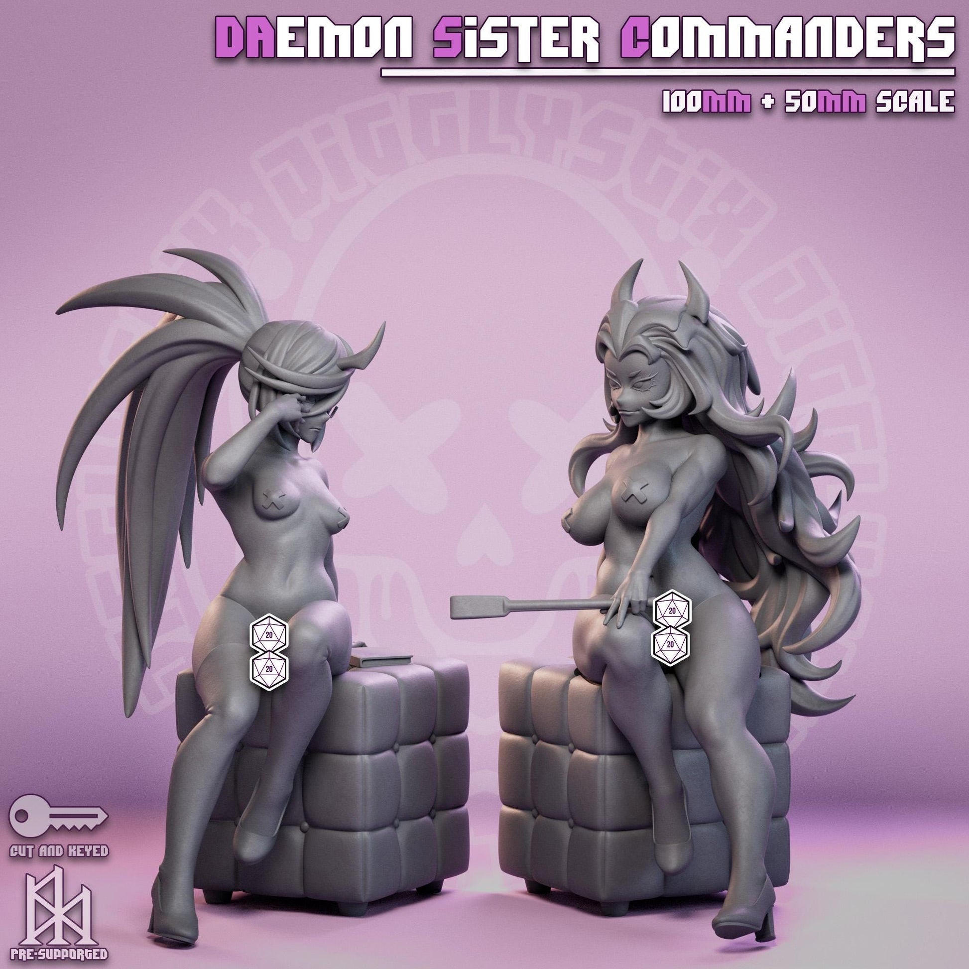 Demon Sister Commanders Model Kit | 3D Resin Figurine | Jigglystix