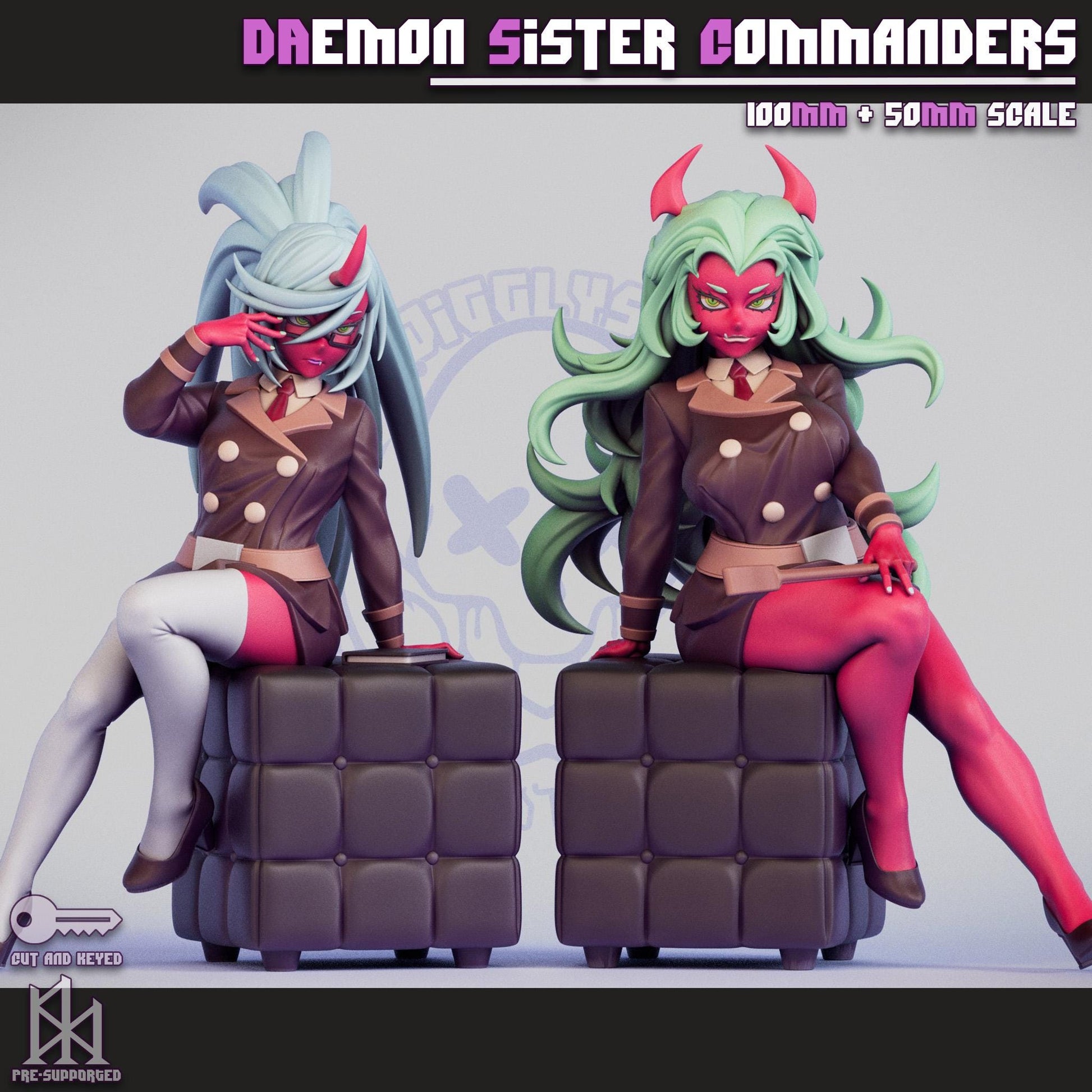 Demon Sister Commanders Model Kit | 3D Resin Figurine | Jigglystix