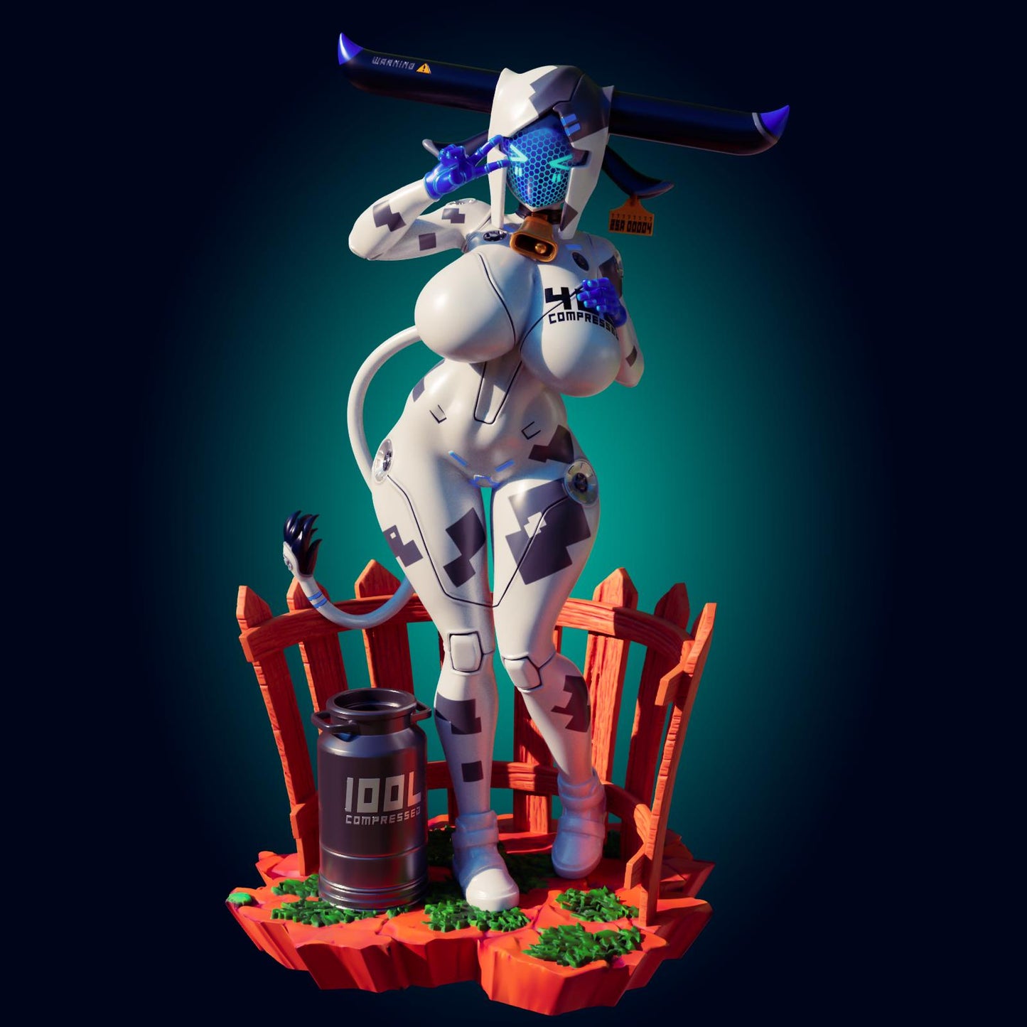 Cow Robot Girl Model Kit | Pin Up Miniature | Officer Rhu