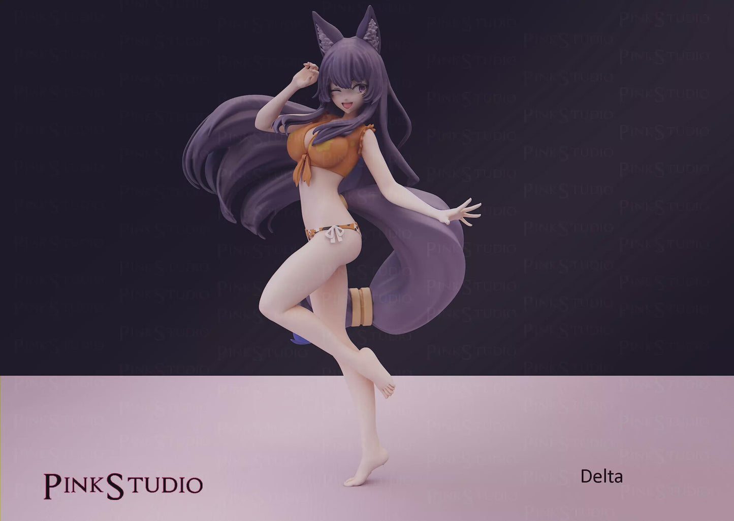 Wolf Girl Model Kit | 3D Printed Resin Figurine | Pink Studio