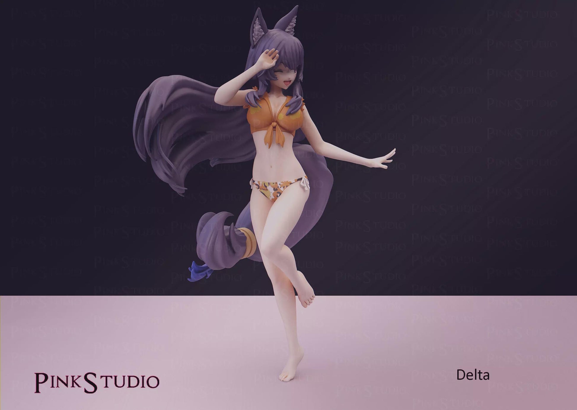 Wolf Girl Model Kit | 3D Printed Resin Figurine | Pink Studio