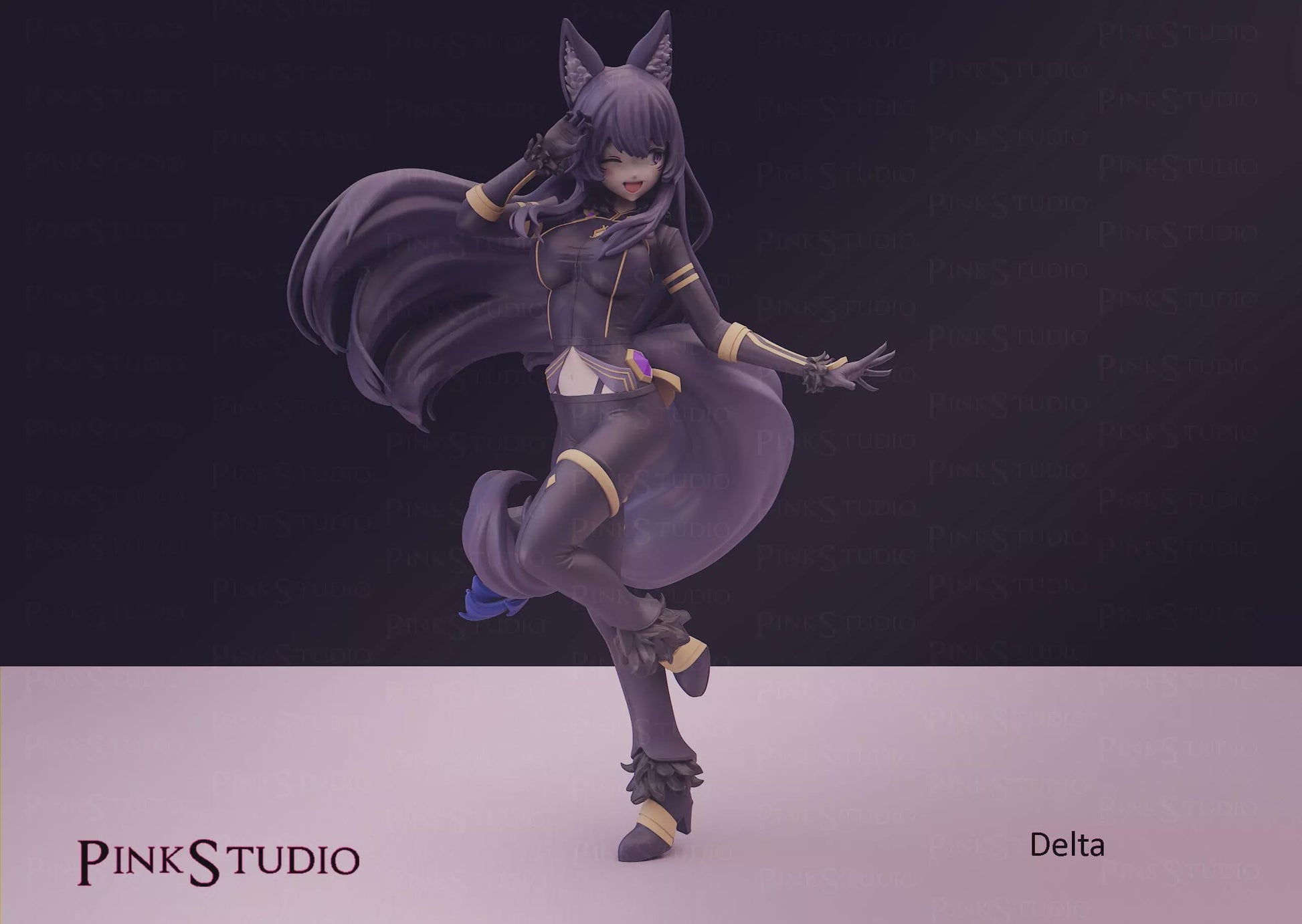 Wolf Girl Model Kit | 3D Printed Resin Figurine | Pink Studio