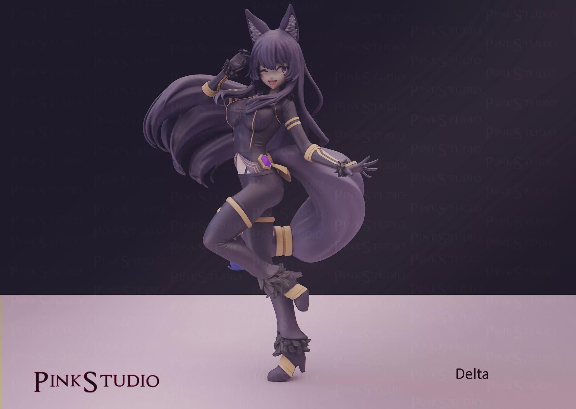 Wolf Girl Model Kit | 3D Printed Resin Figurine | Pink Studio