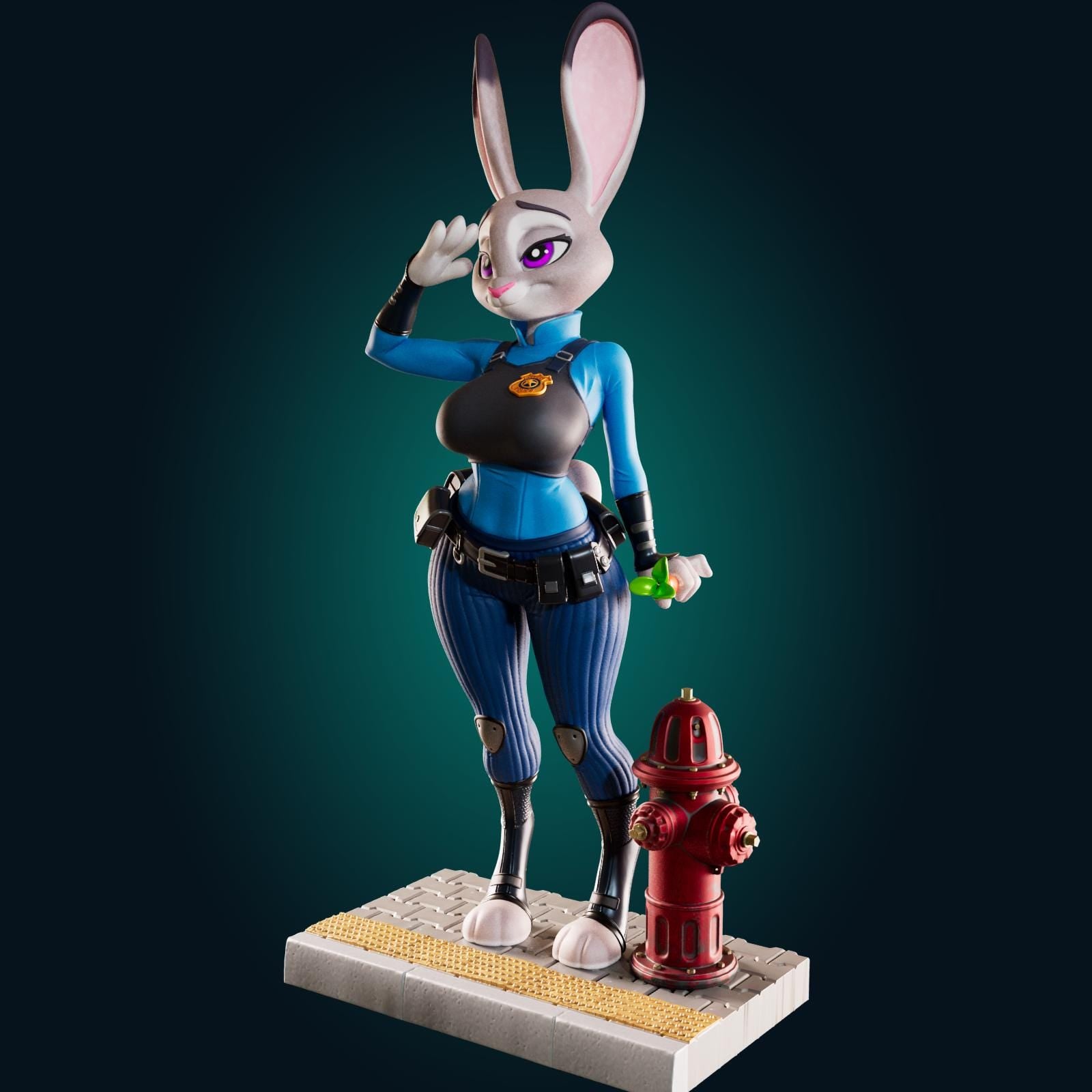 Bunny Cop Model Kit | 3D Resin Printed Figurine | Officer Rhu