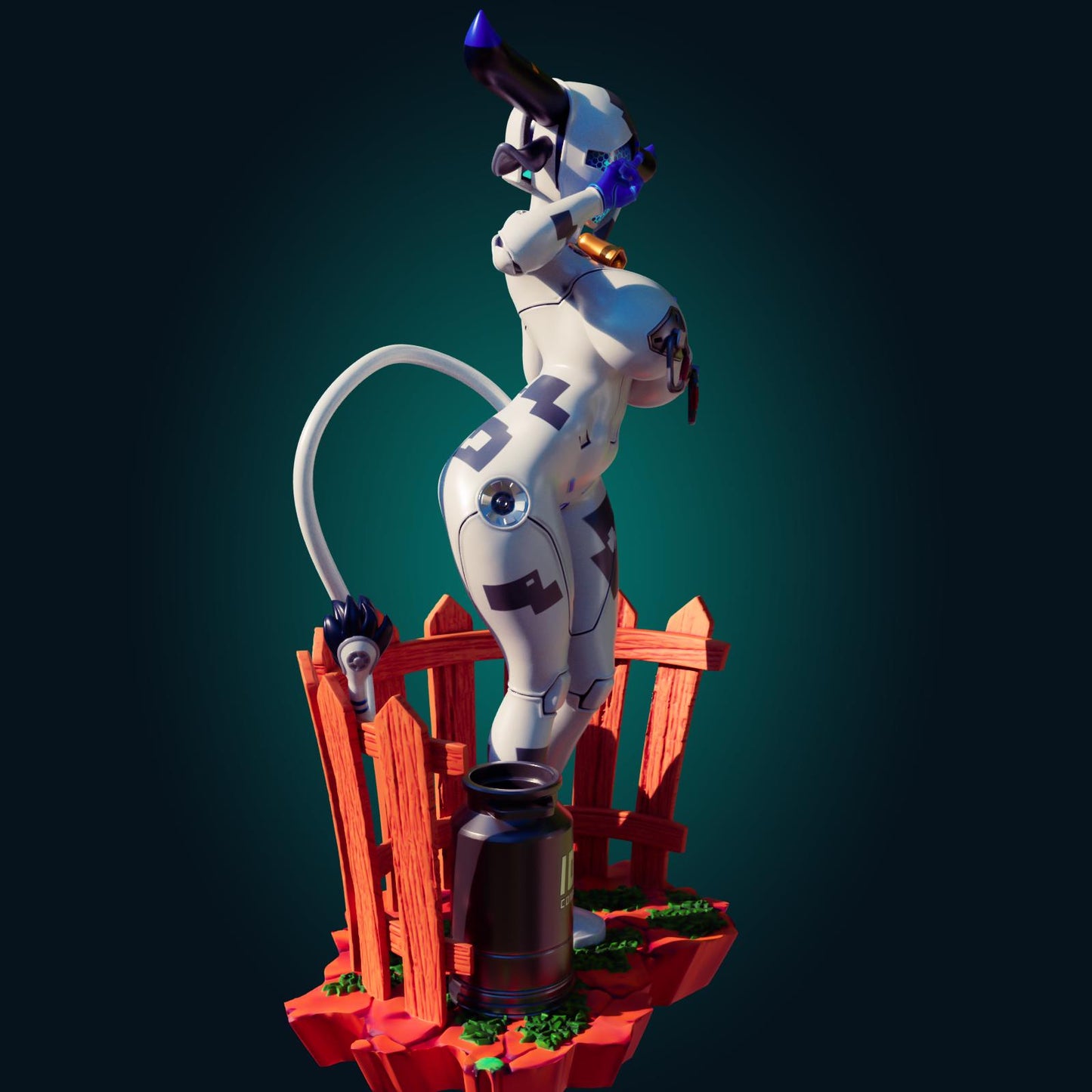 Cow Robot Girl Model Kit | Pin Up Miniature | Officer Rhu