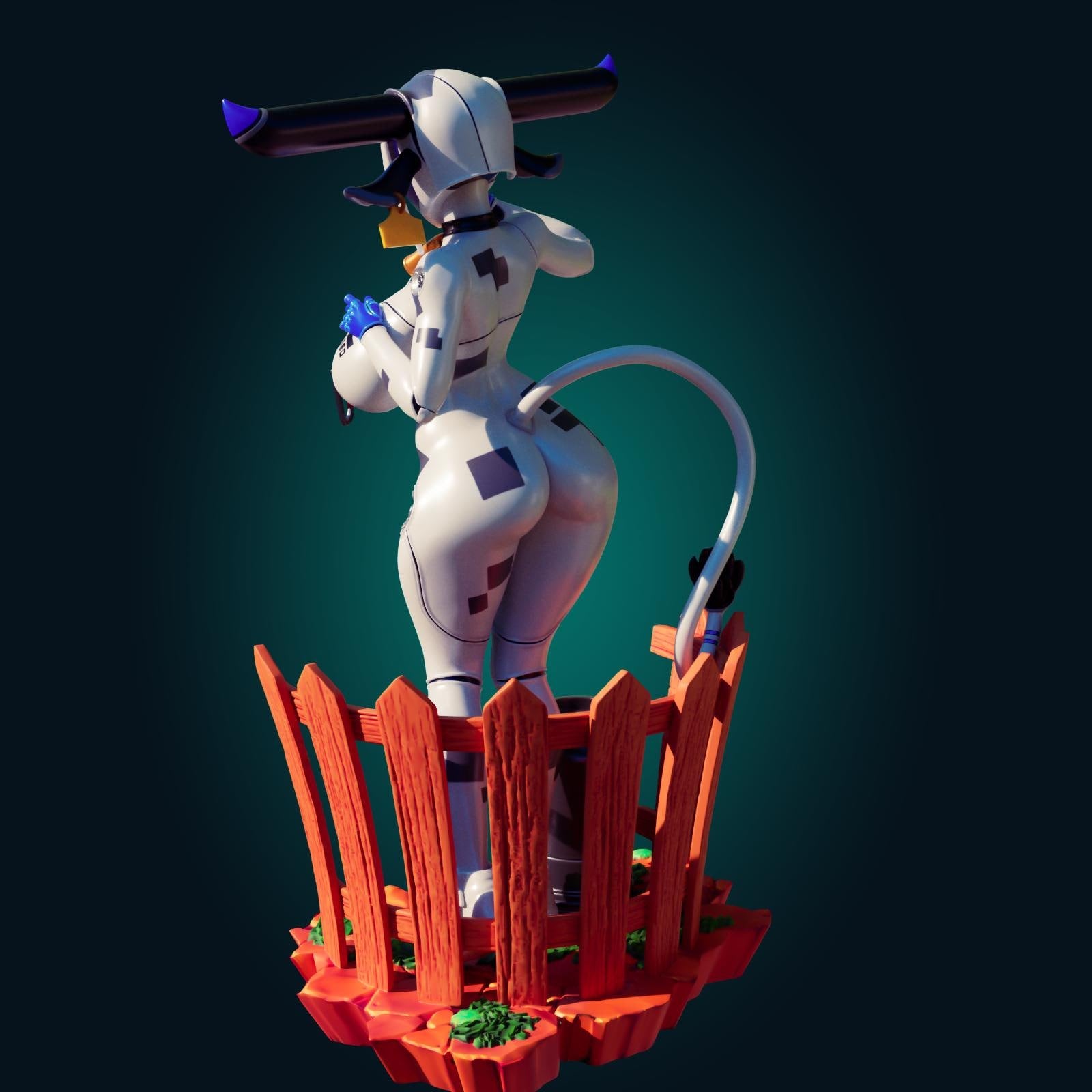 Cow Robot Girl Model Kit | Pin Up Miniature | Officer Rhu
