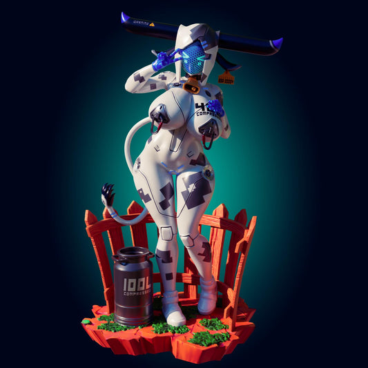 Cow Robot Girl Model Kit | Pin Up Miniature | Officer Rhu