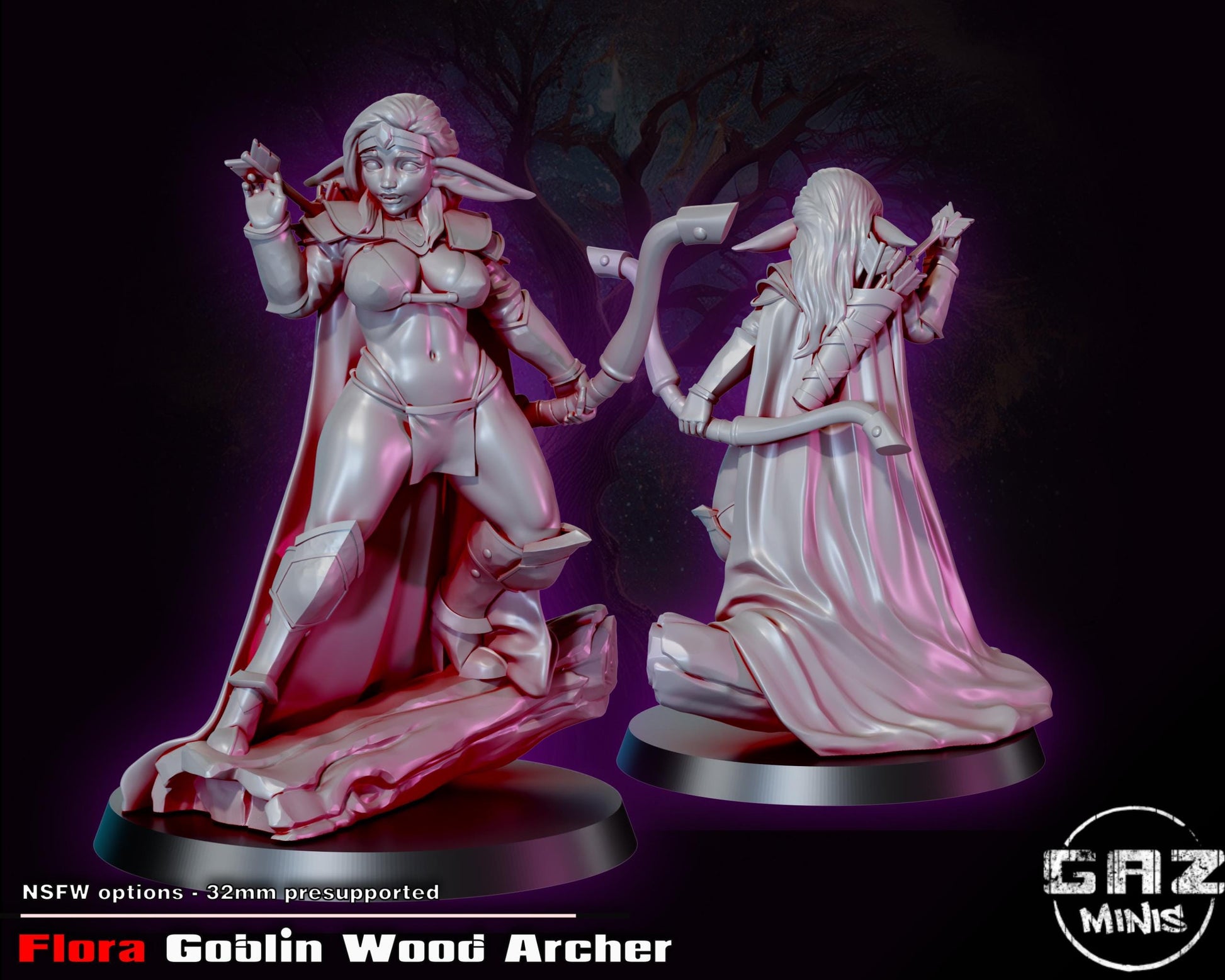 Flora Goblin Wood Archer Miniature | Gaz Minis