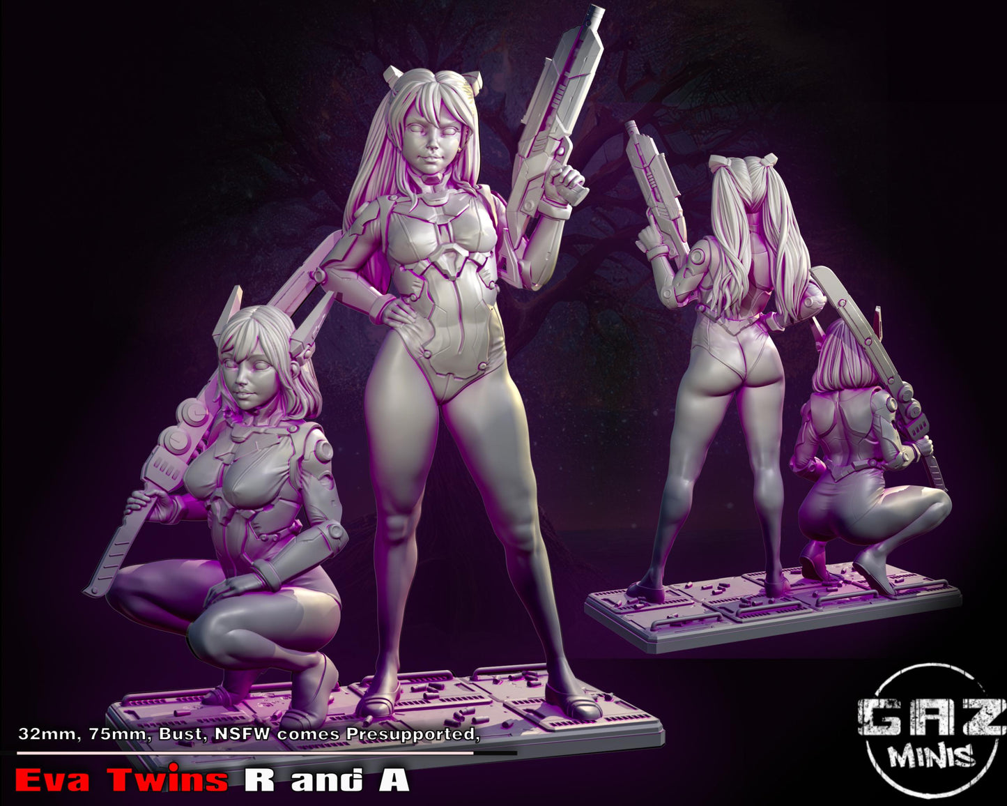 Cyberpunk Twins Miniature | Gaz Minis