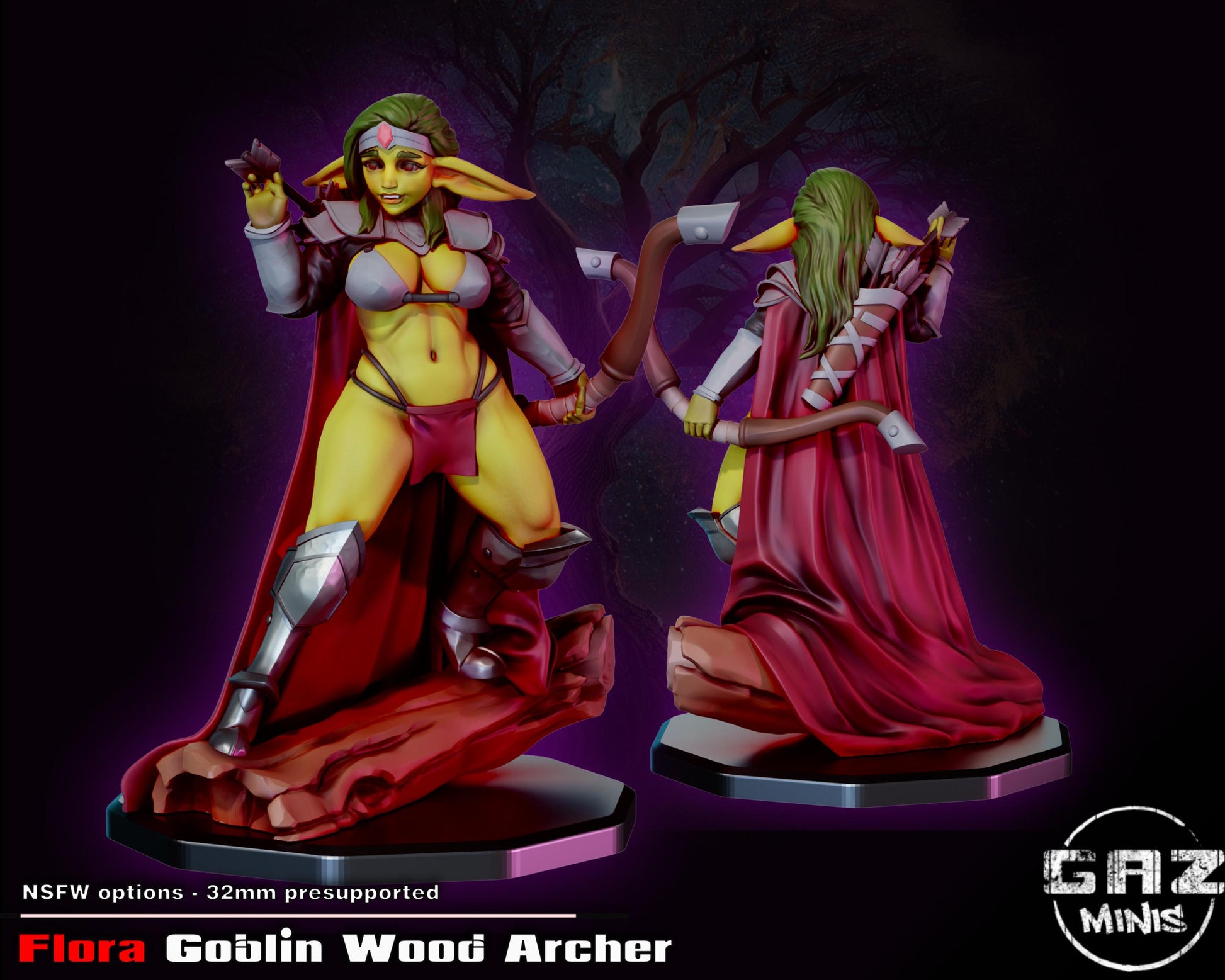 Flora Goblin Wood Archer Miniature | Gaz Minis