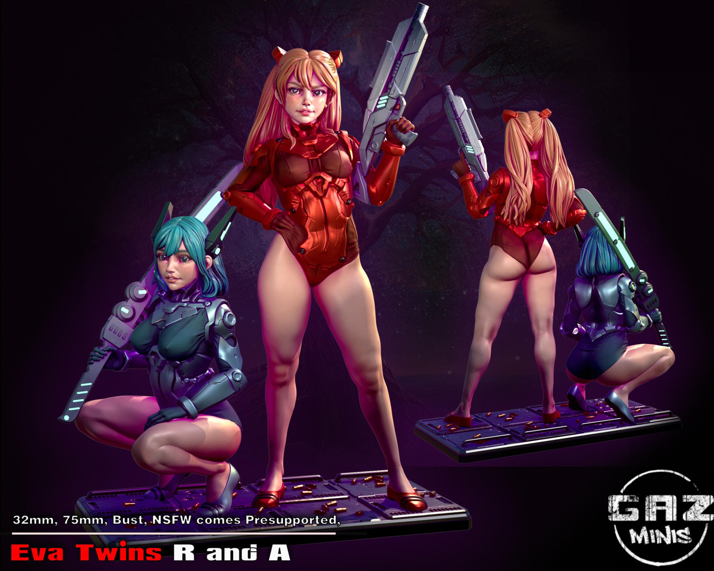 Cyberpunk Twins Miniature | Gaz Minis