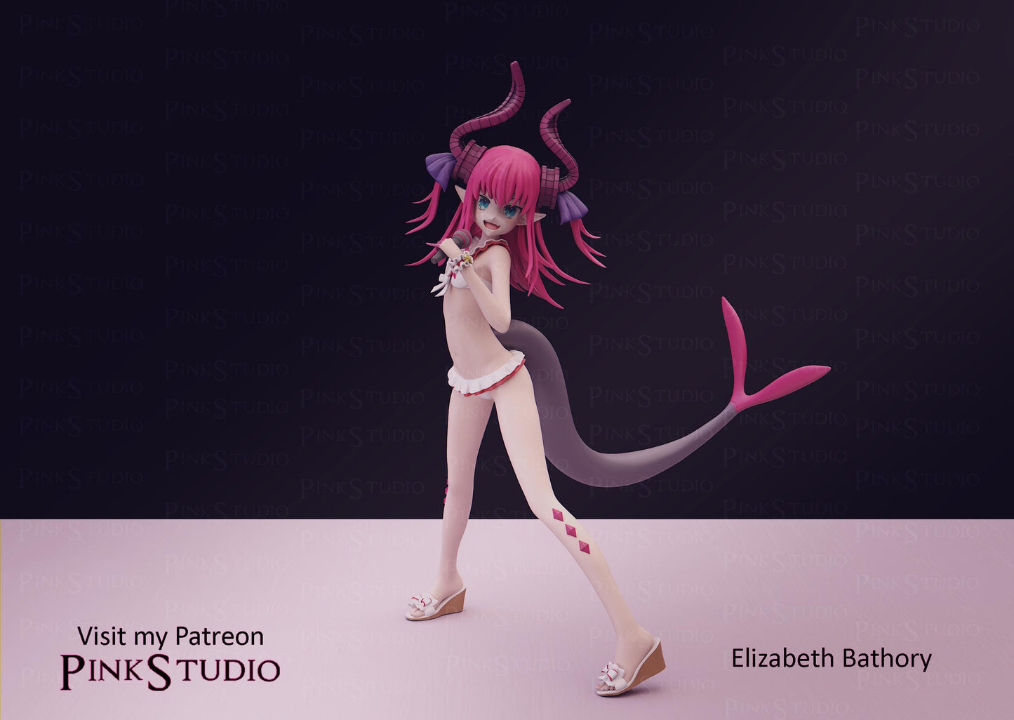 Dragon Servant Girl Model Kit | 3D Resin Printed Figurine | Pink Studio