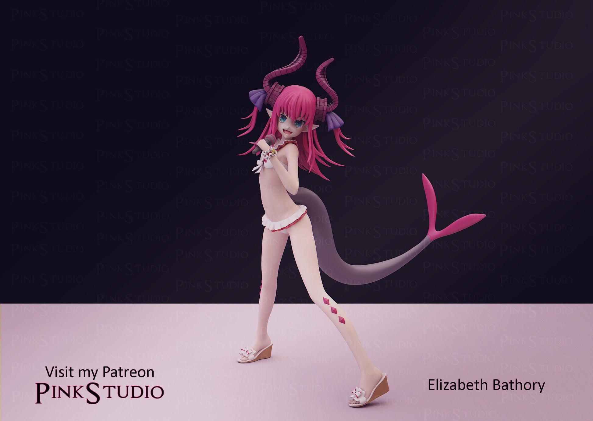 Dragon Servant Girl Model Kit | 3D Resin Printed Figurine | Pink Studio