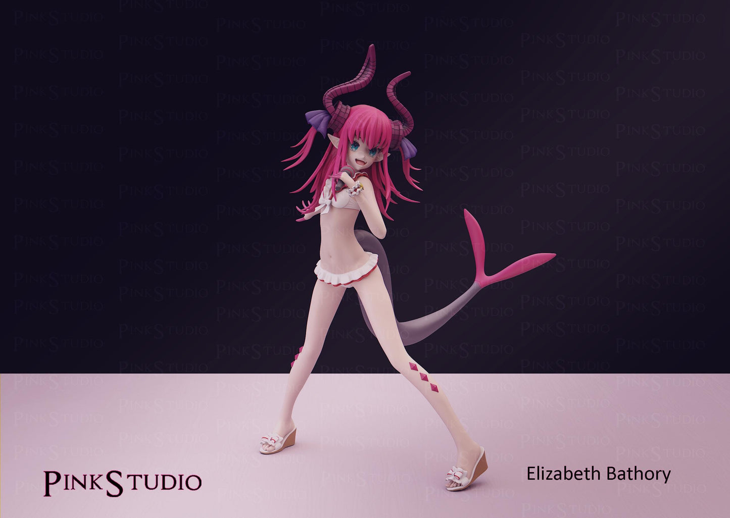 Dragon Servant Girl Model Kit | 3D Resin Printed Figurine | Pink Studio