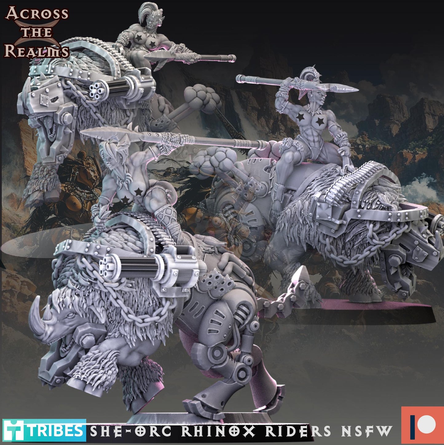 She-Orc Rhino Rider Miniatures | Across the Realms
