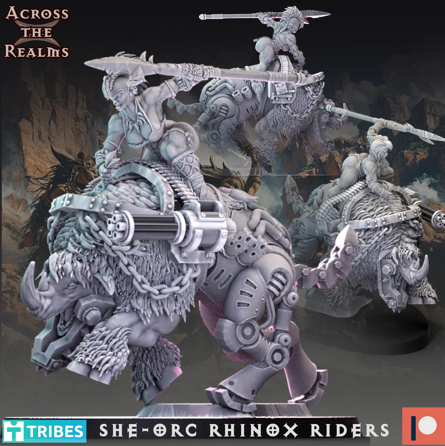 She-Orc Rhino Rider Miniatures | Across the Realms