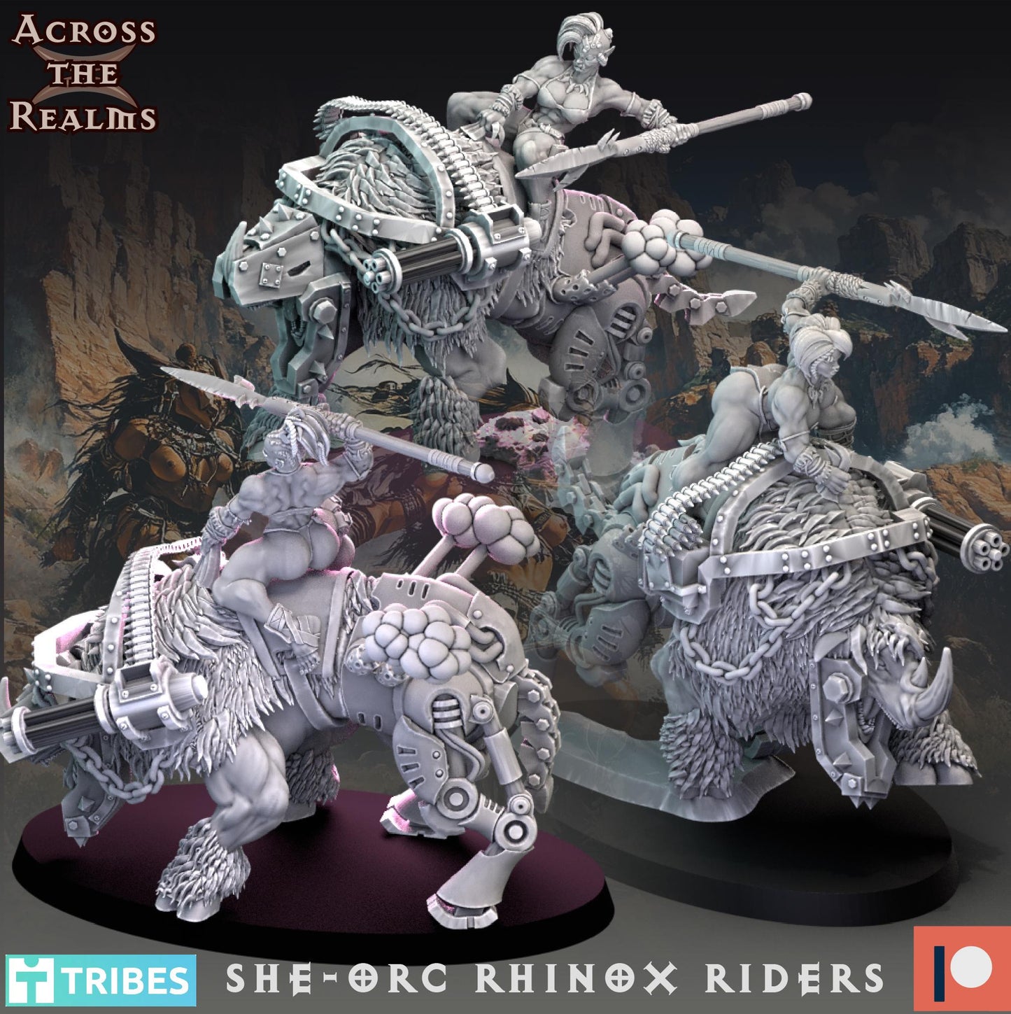 She-Orc Rhino Rider Miniatures | Across the Realms