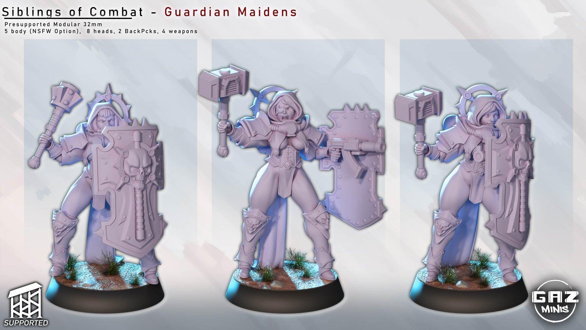 Guardian Maidens Siblings of Combat Miniature Bundle | Gaz Minis