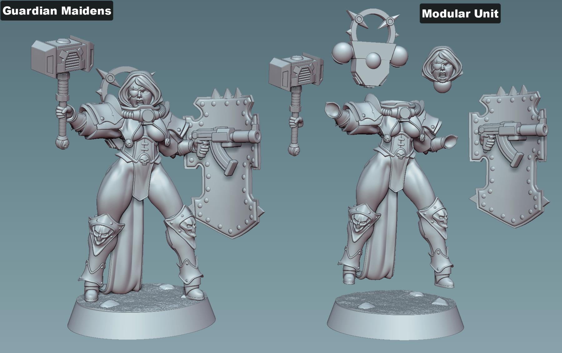 Guardian Maidens Siblings of Combat Miniature Bundle | Gaz Minis