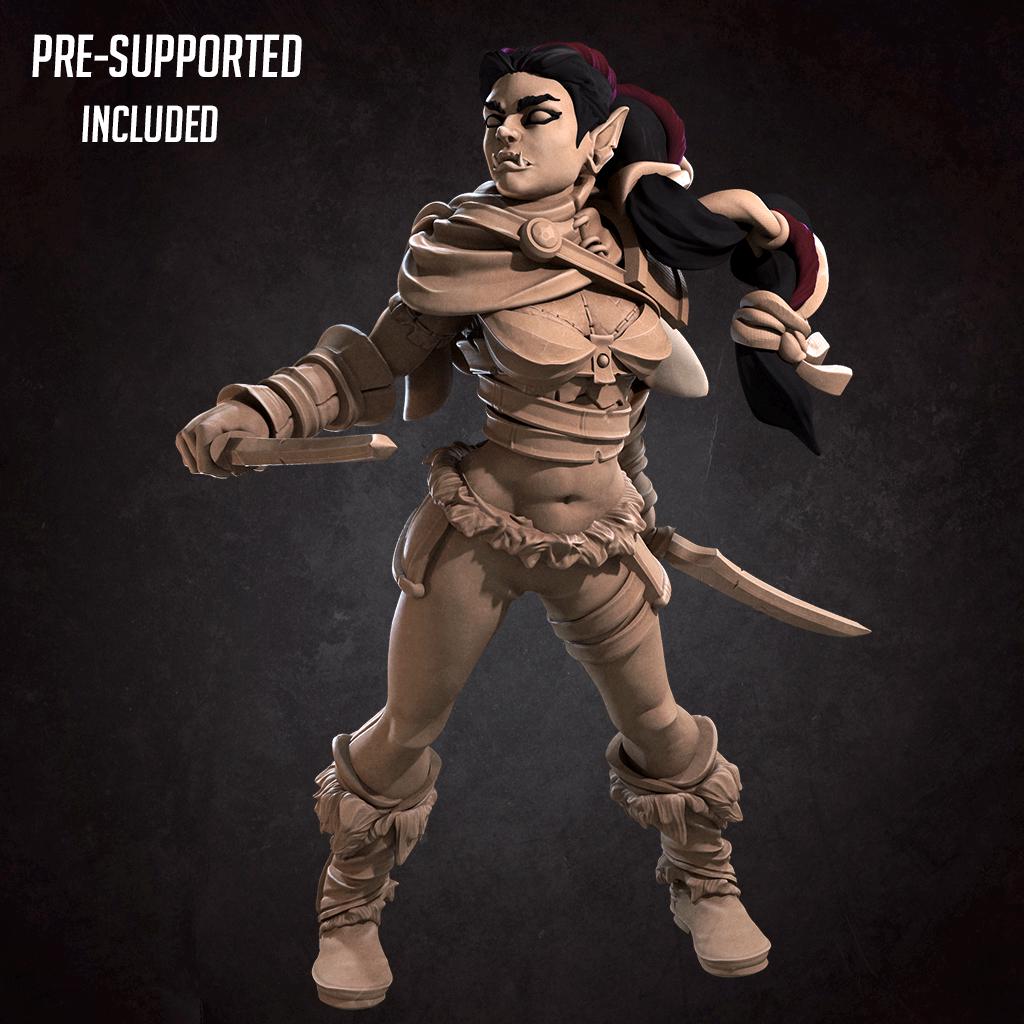 Gara the Half Orc Miniature | Bite the Bullet