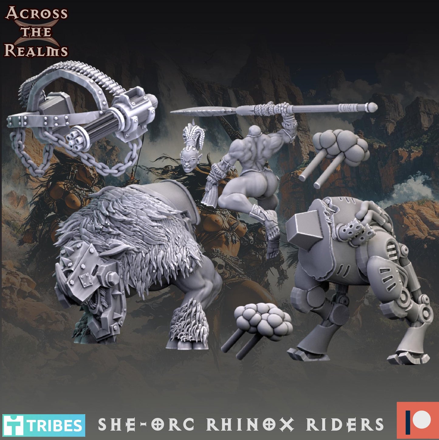 She-Orc Rhino Rider Miniatures | Across the Realms