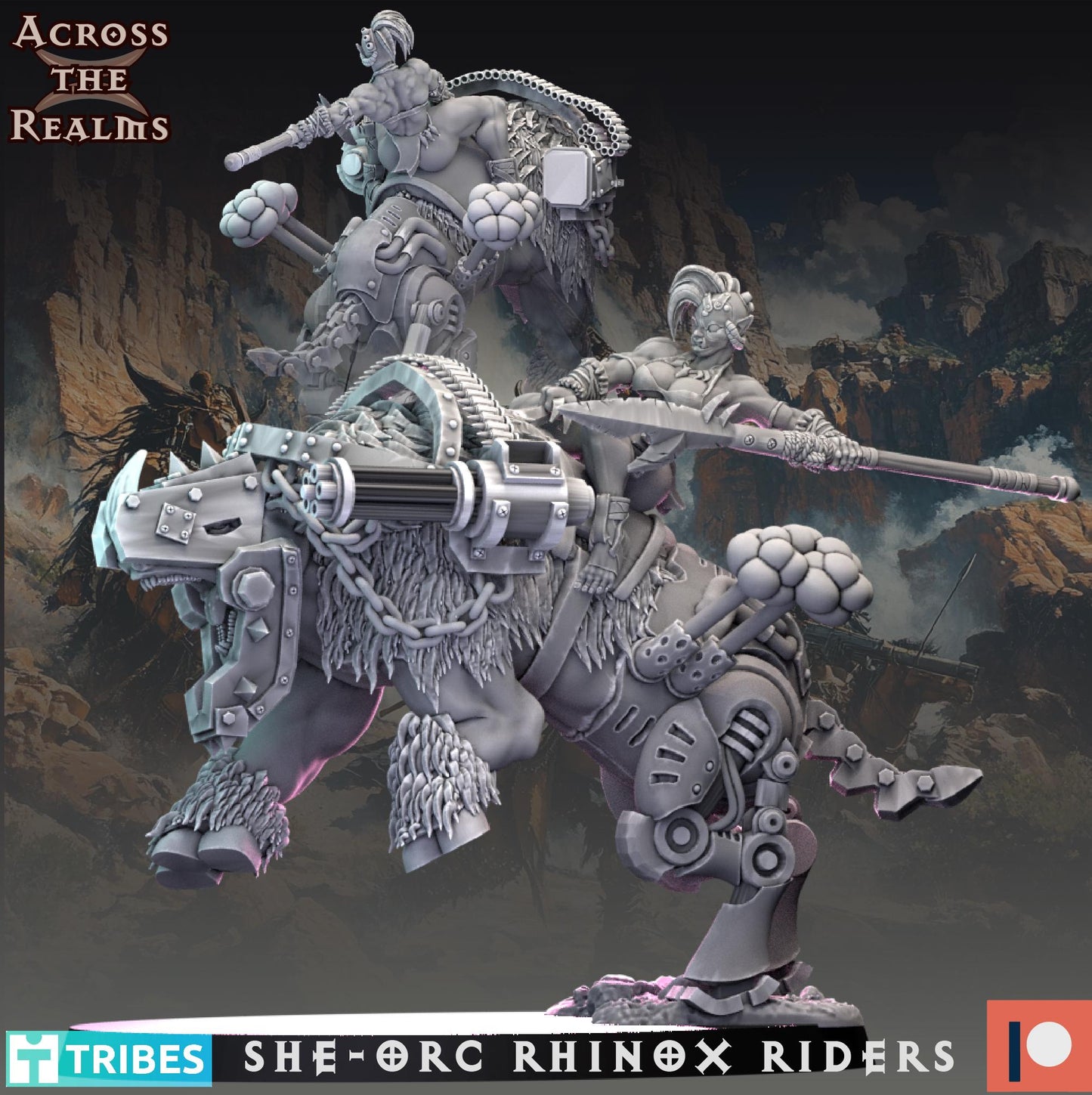 She-Orc Rhino Rider Miniatures | Across the Realms