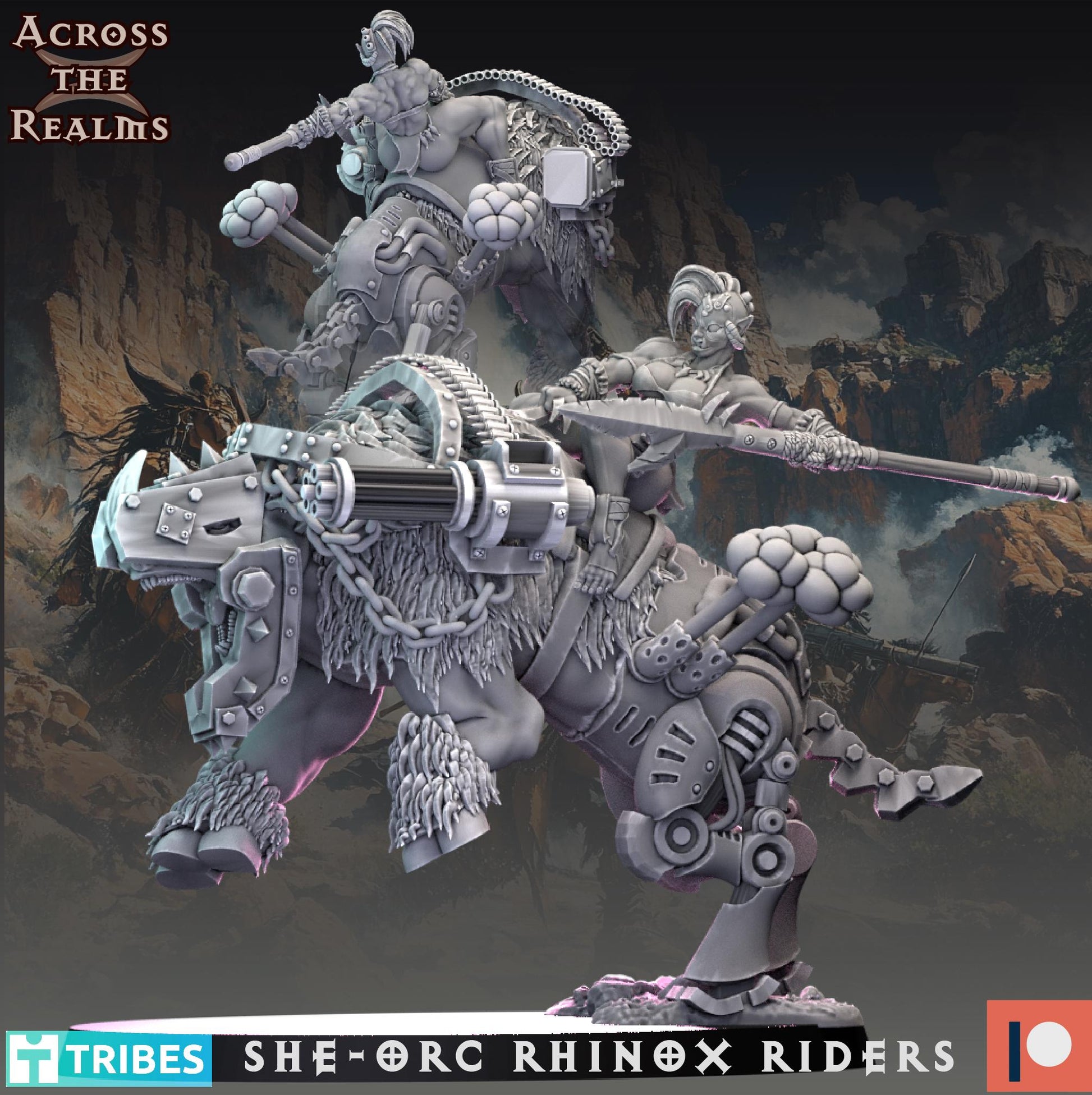 She-Orc Rhino Rider Miniatures | Across the Realms