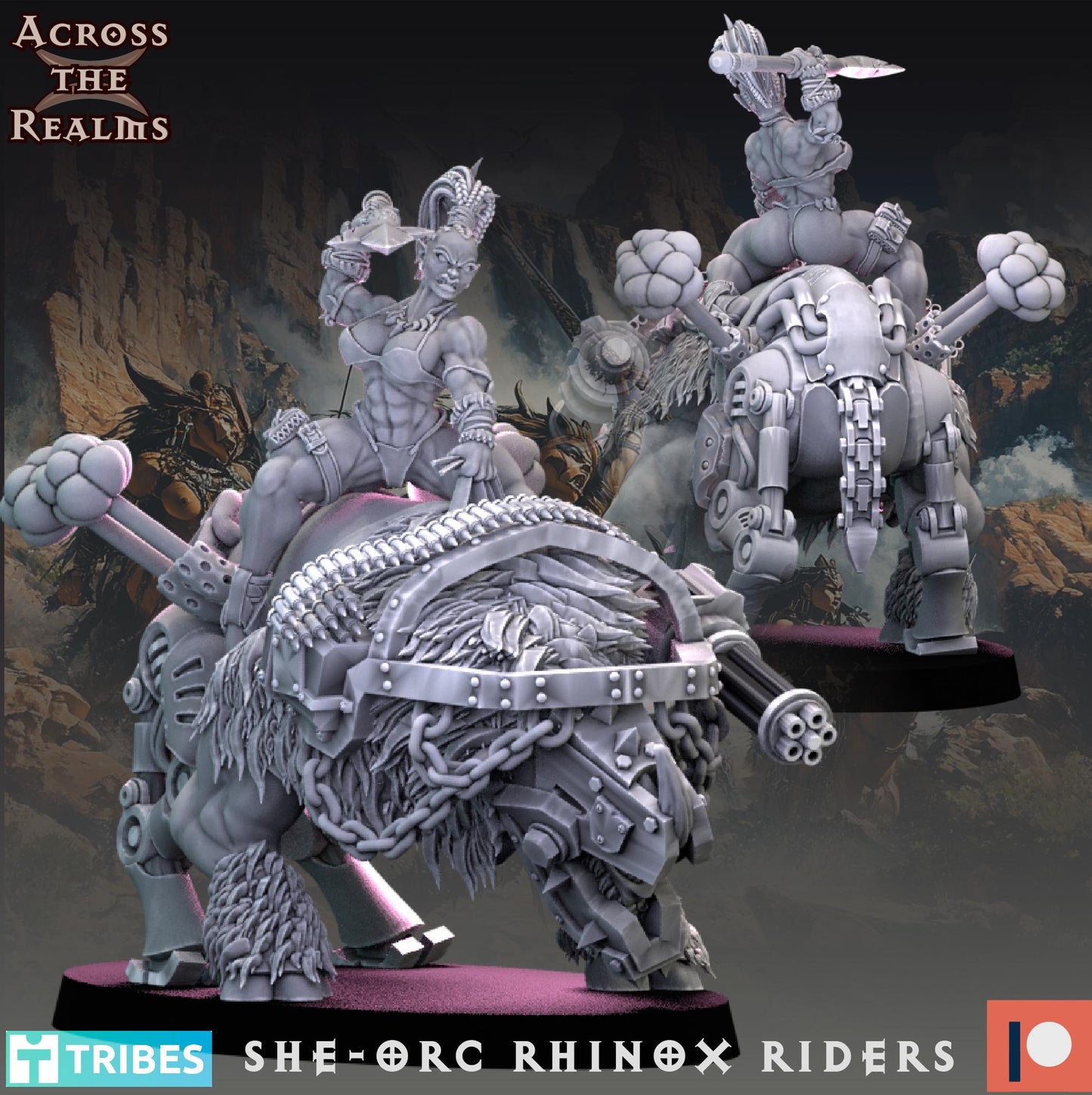 She-Orc Rhino Rider Miniatures | Across the Realms