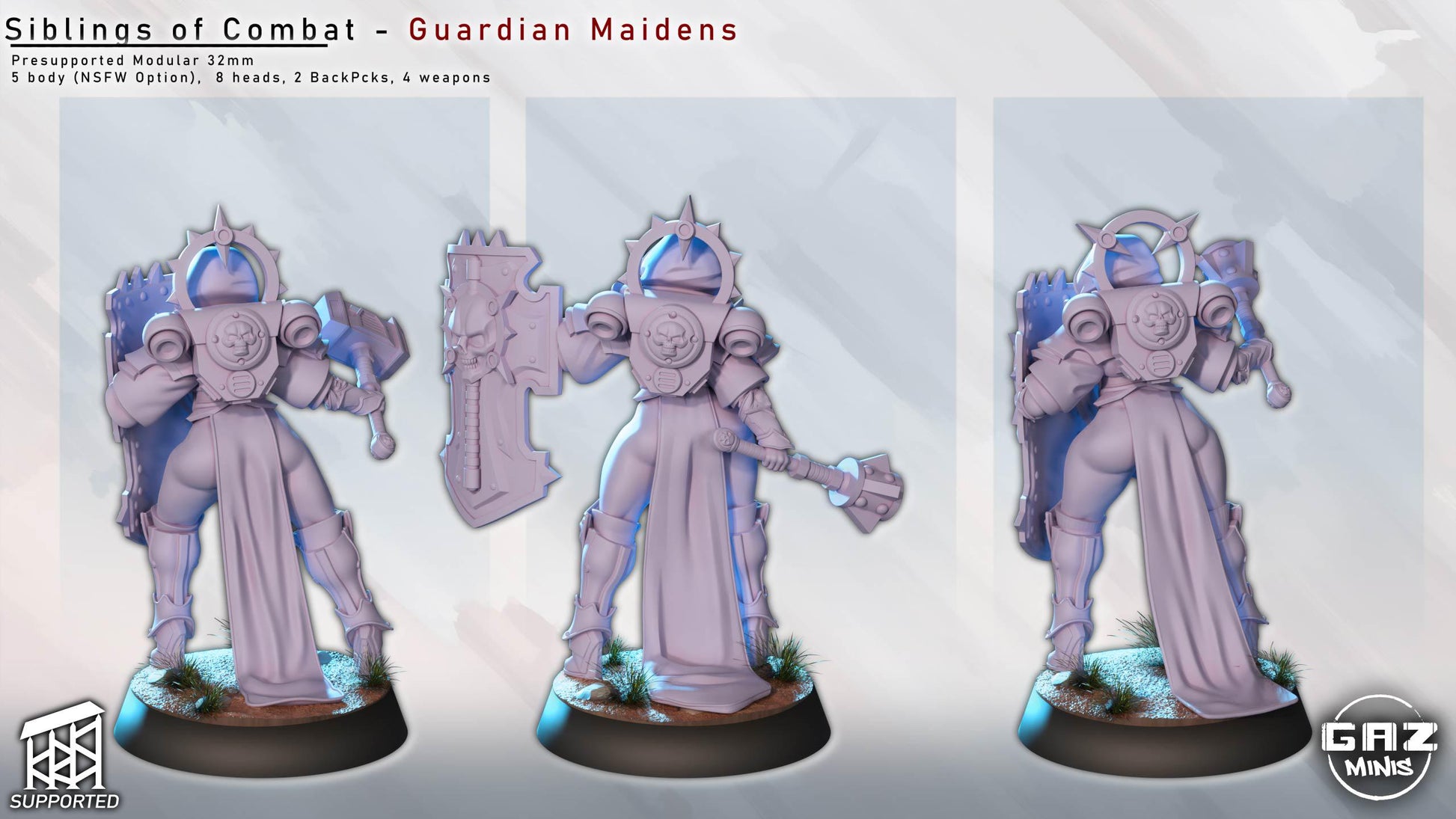 Guardian Maidens Siblings of Combat Miniature Bundle | Gaz Minis