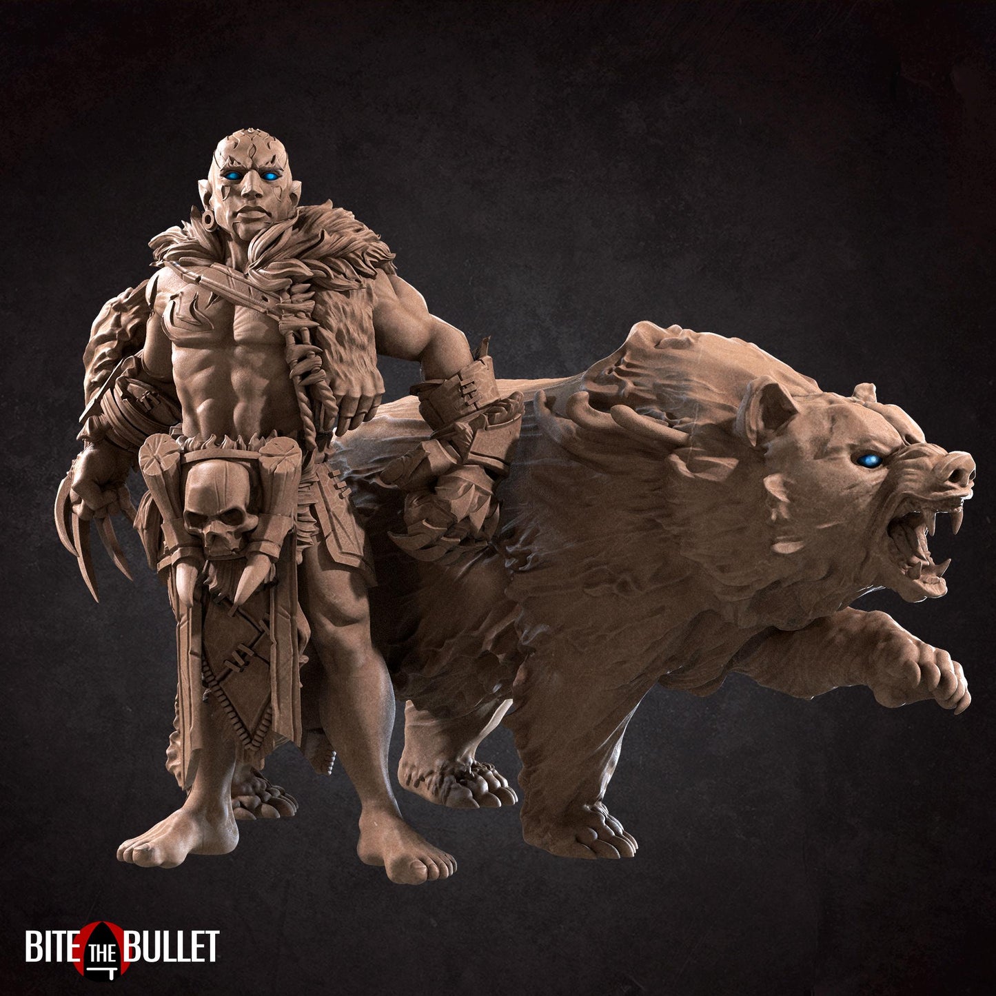 Water Genasi Druid & Bear Miniature | Bite the Bullet