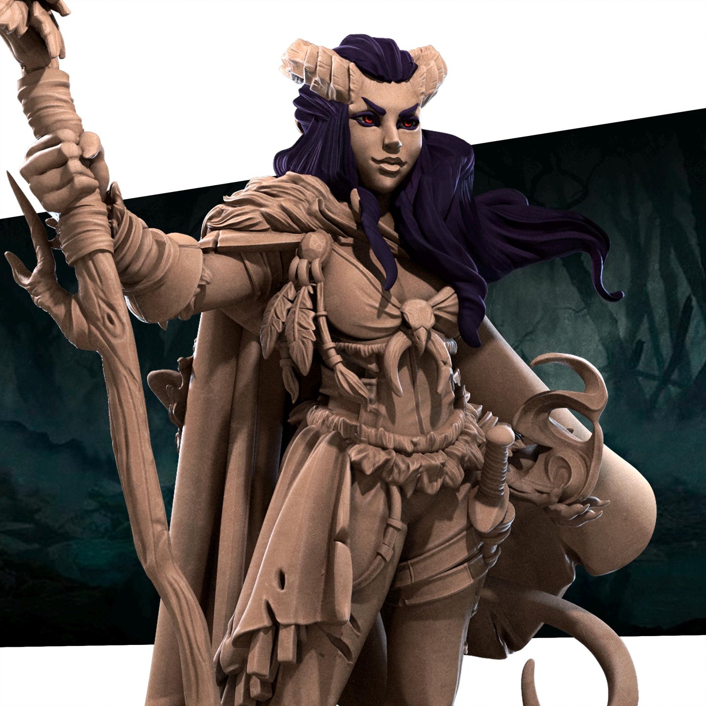 Tiefling Druid Miniature | Bite the Bullet
