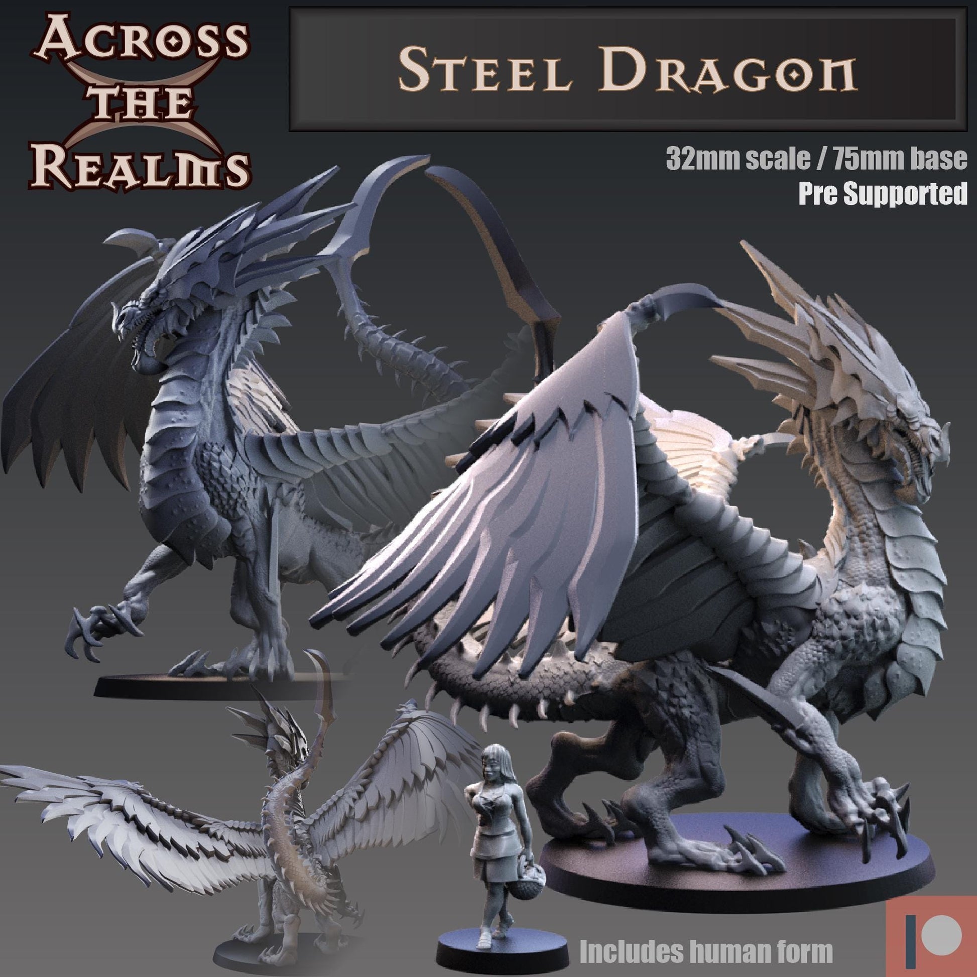 Steel Dragon Miniature | Across the Realms