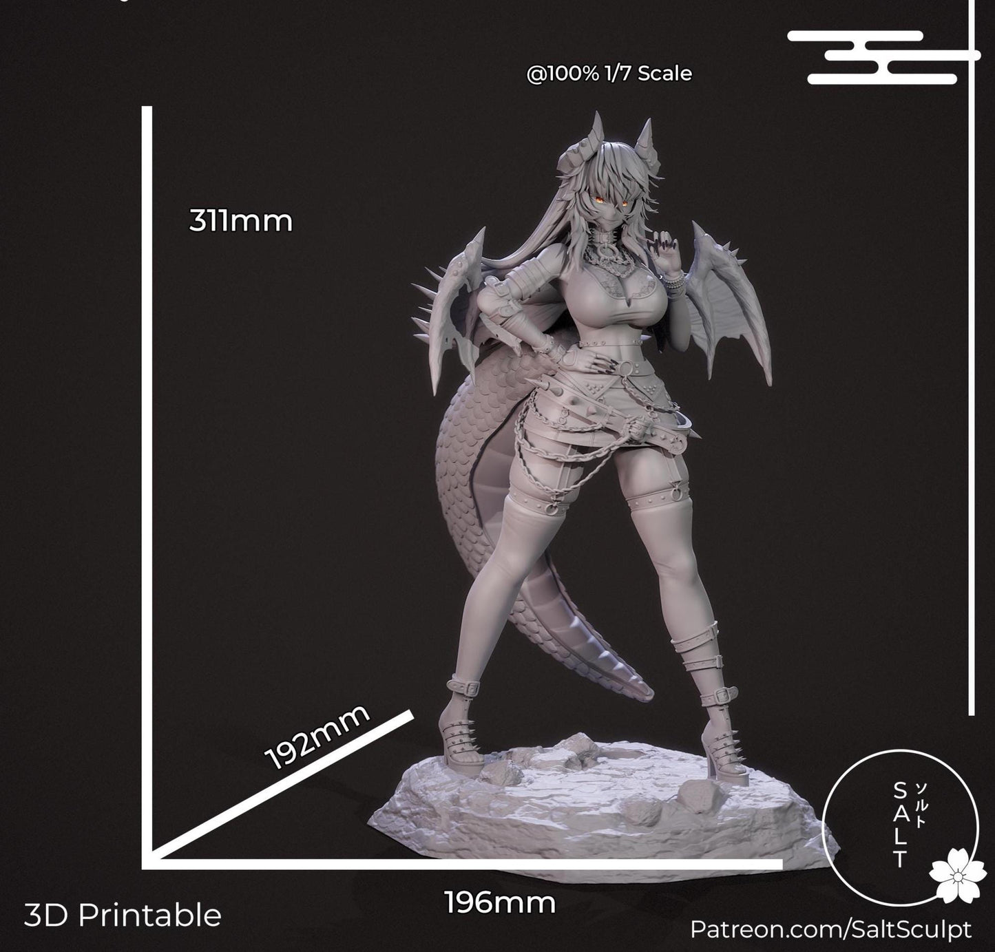 Dragon Girl Model Kit | 3D Resin Printed Figurine | Salt Sculpt