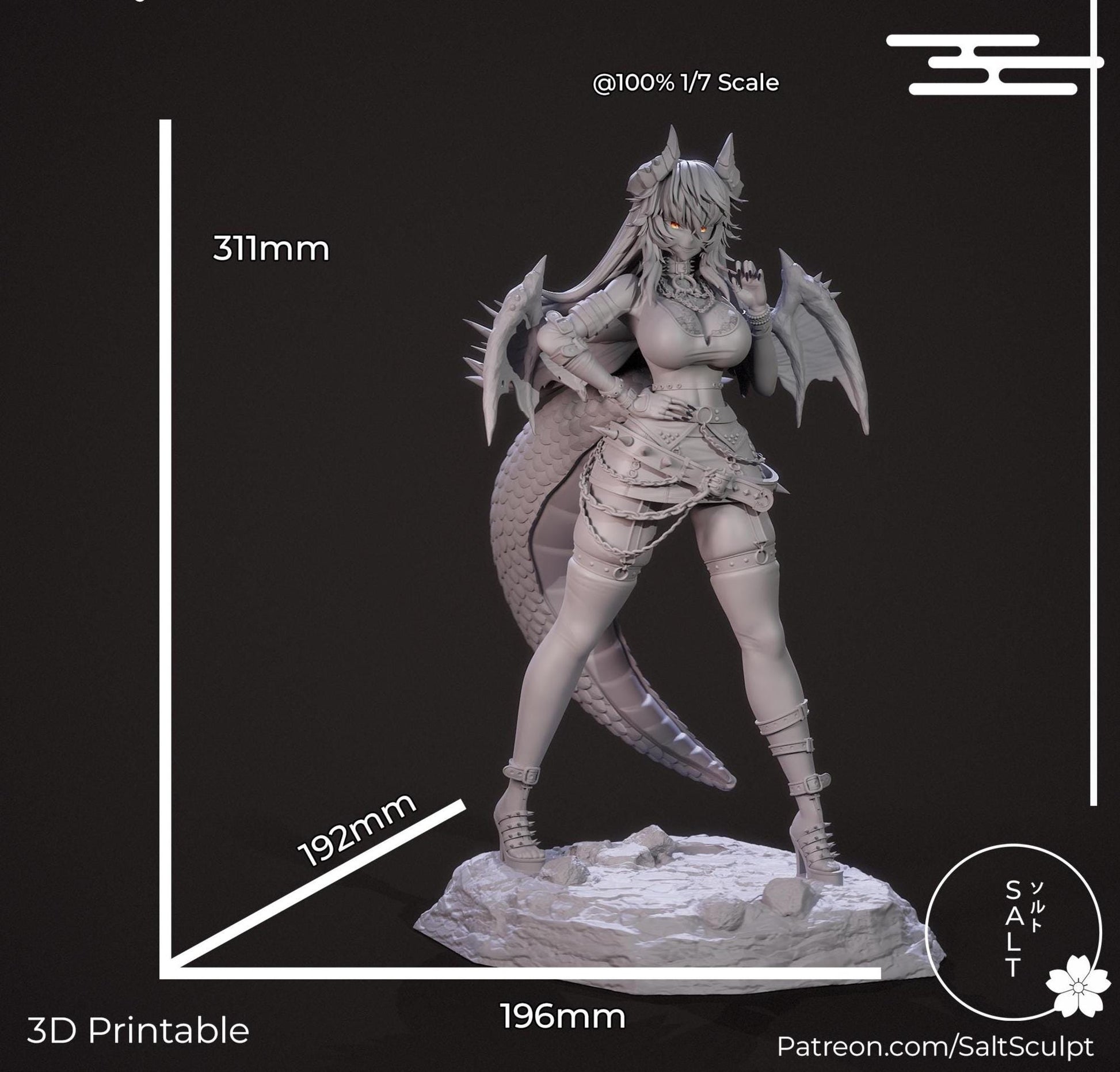 Dragon Girl Model Kit | 3D Resin Printed Figurine | Salt Sculpt