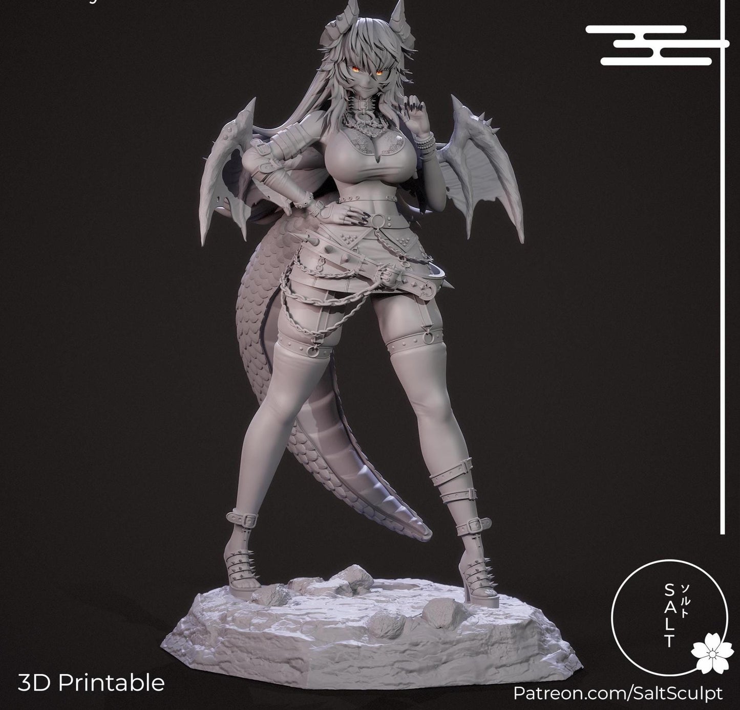 Dragon Girl Model Kit | 3D Resin Printed Figurine | Salt Sculpt