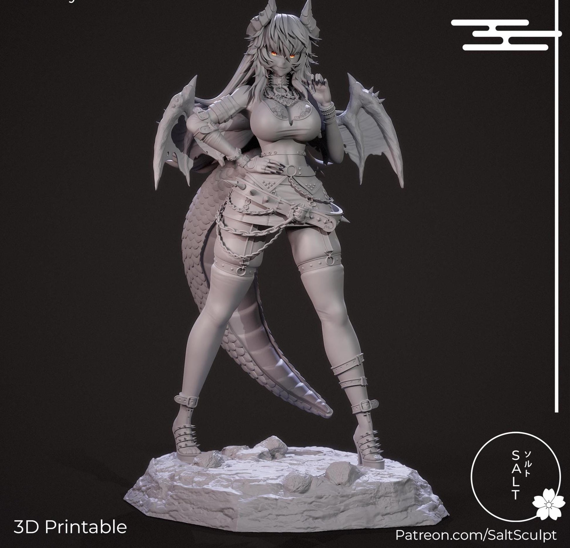 Dragon Girl Model Kit | 3D Resin Printed Figurine | Salt Sculpt