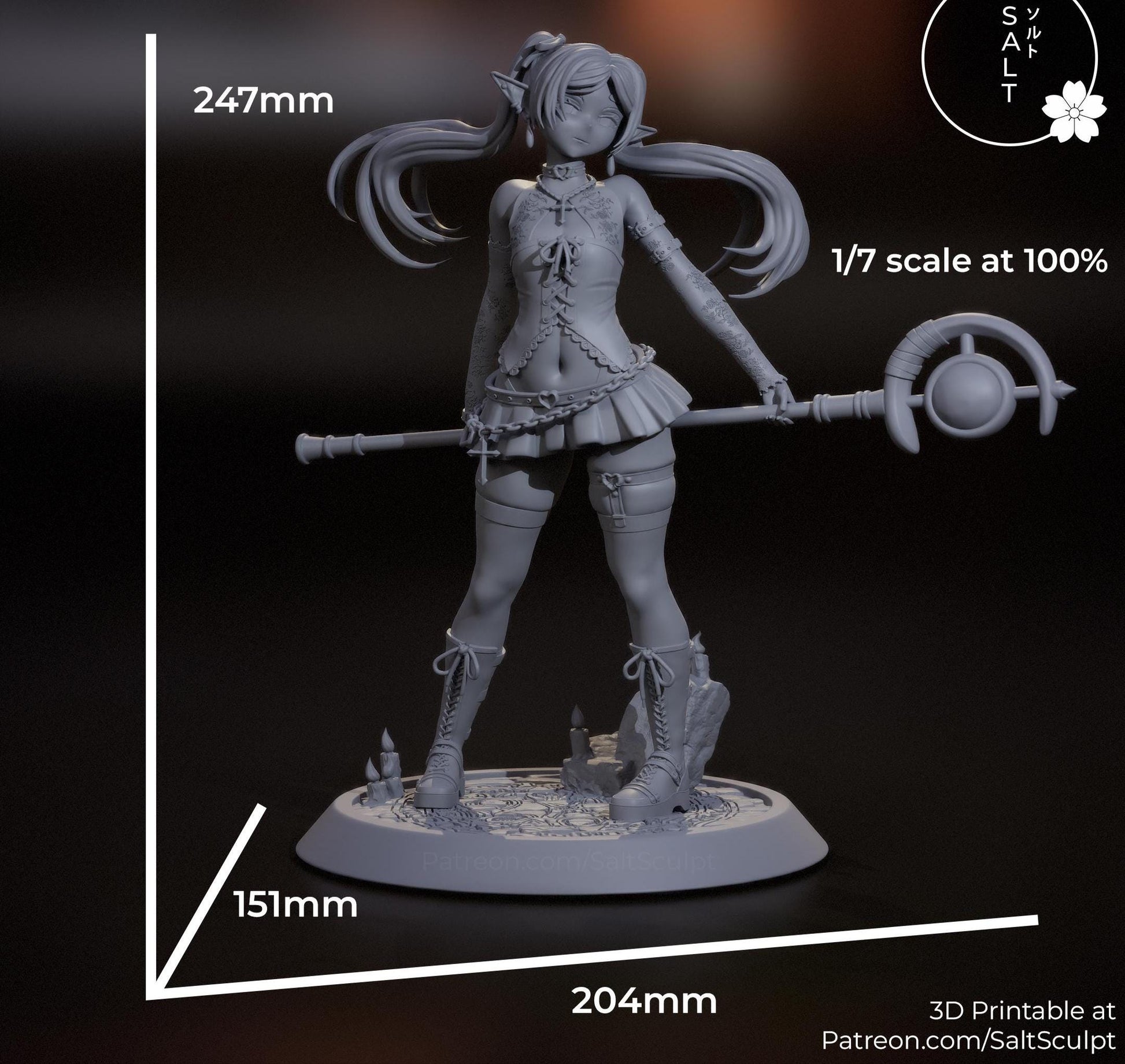 Mage Girl Model Kit | 3D Resin Printed Figurine | Salt Sculpt