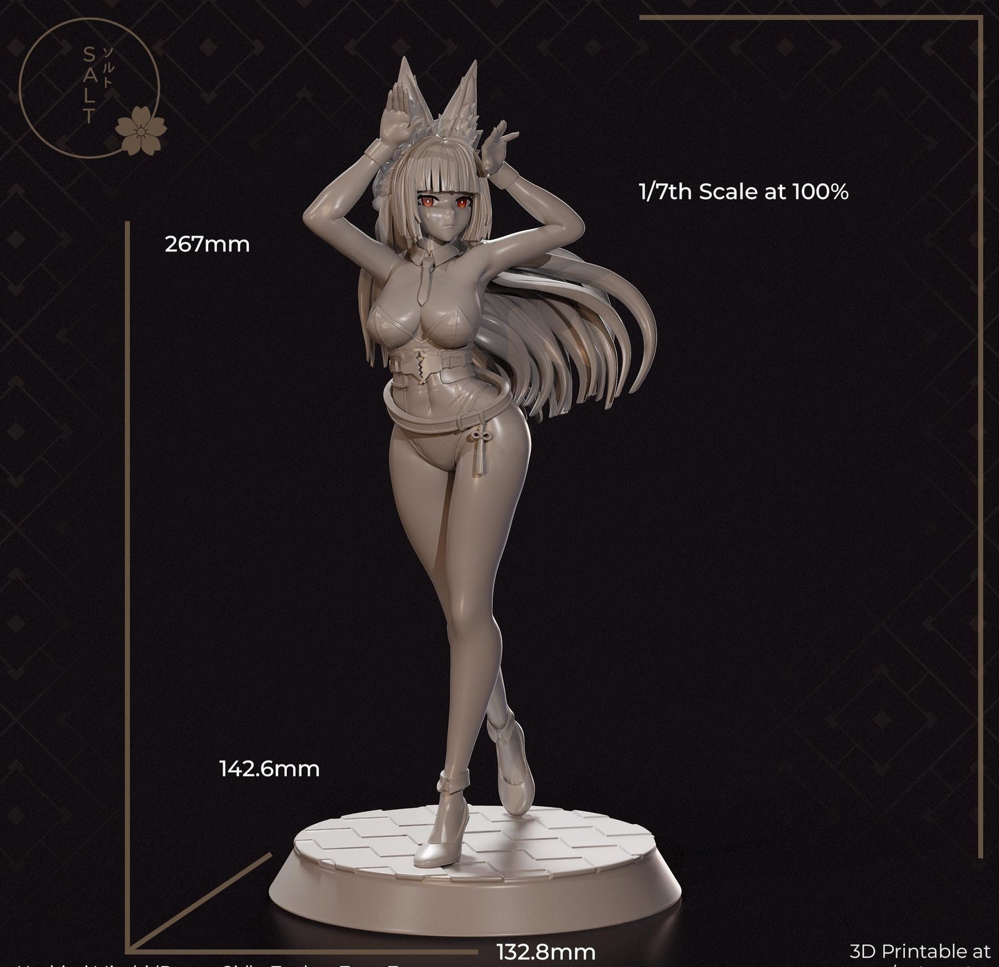 Fox Girl Model Kit | 3D Resin Printed Figurine | Salt Sculpt