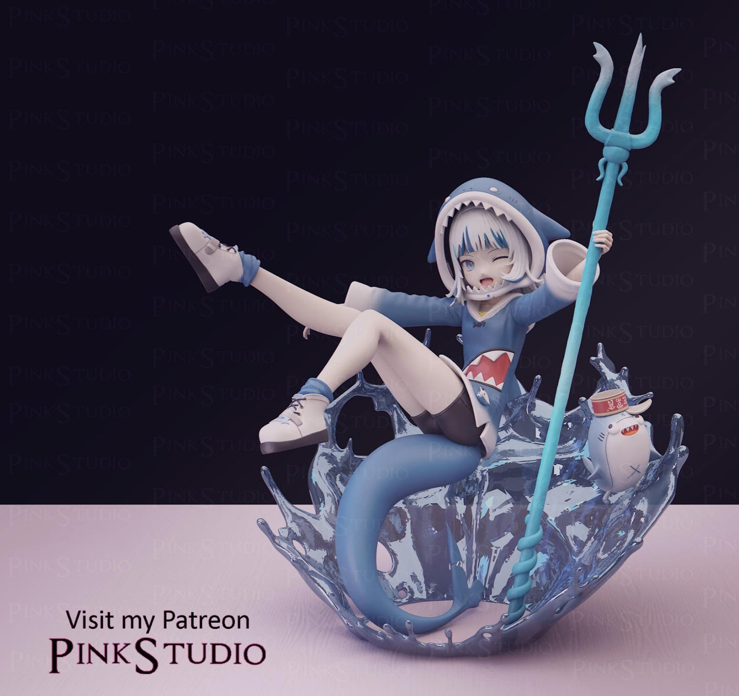 Shark Girl Model Kit | 3D Resin Printed Figurine | Pink Studio