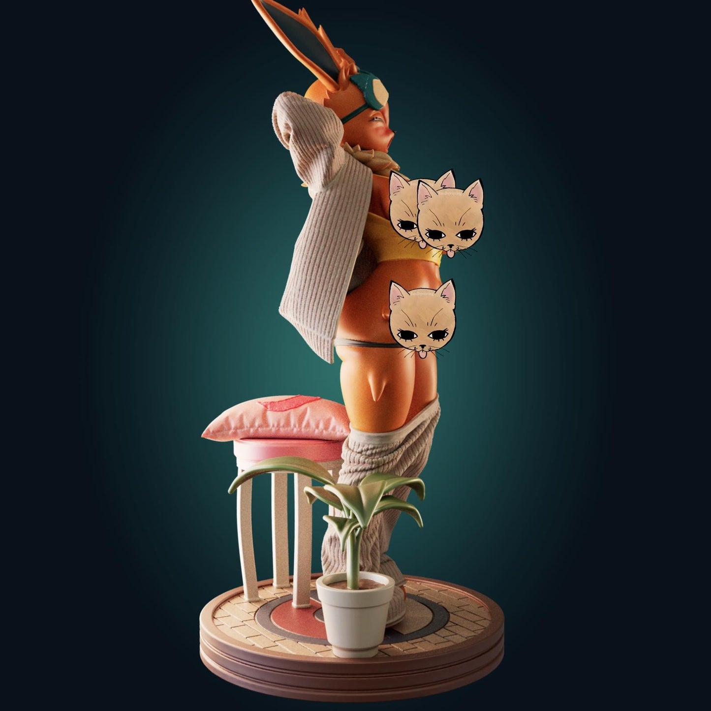 Fox Girl Waifu Model Kit | 3D Resin Printed Figurine | Officer Rhu