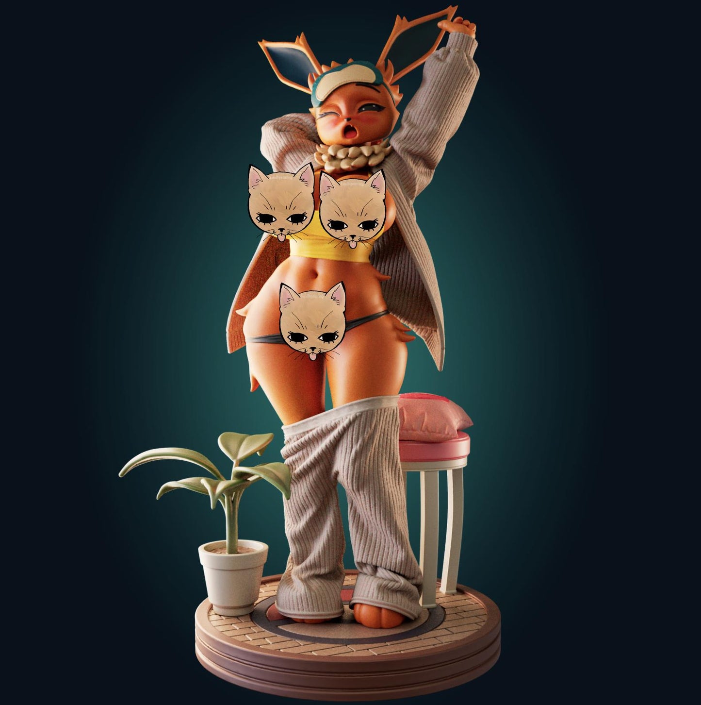 Fox Girl Waifu Model Kit | 3D Resin Printed Figurine | Officer Rhu