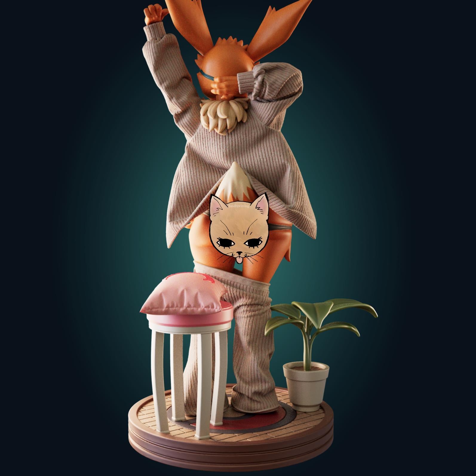 Fox Girl Waifu Model Kit | 3D Resin Printed Figurine | Officer Rhu