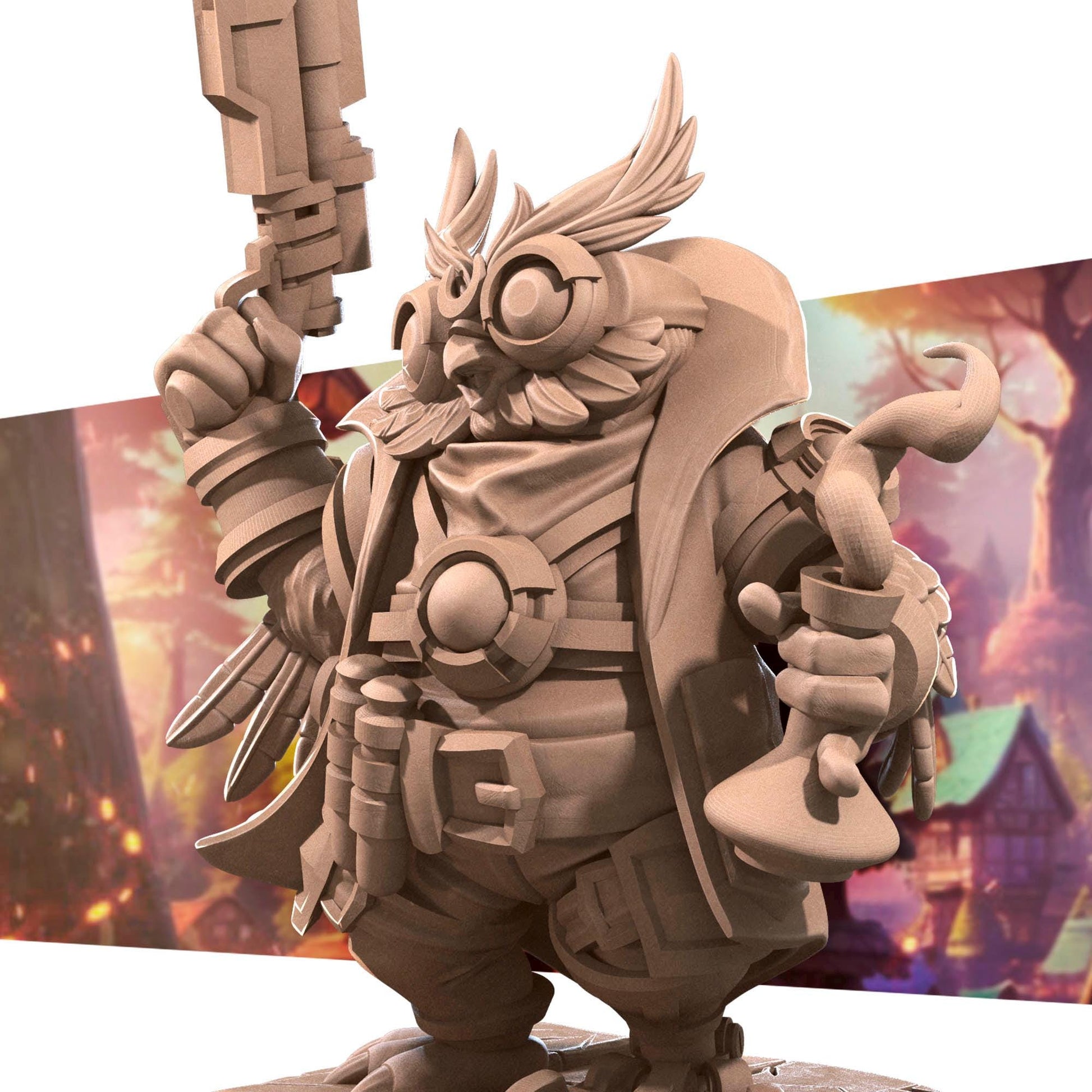 Owlfolk Artificer Blacksmith Miniature | Bite the Bullet