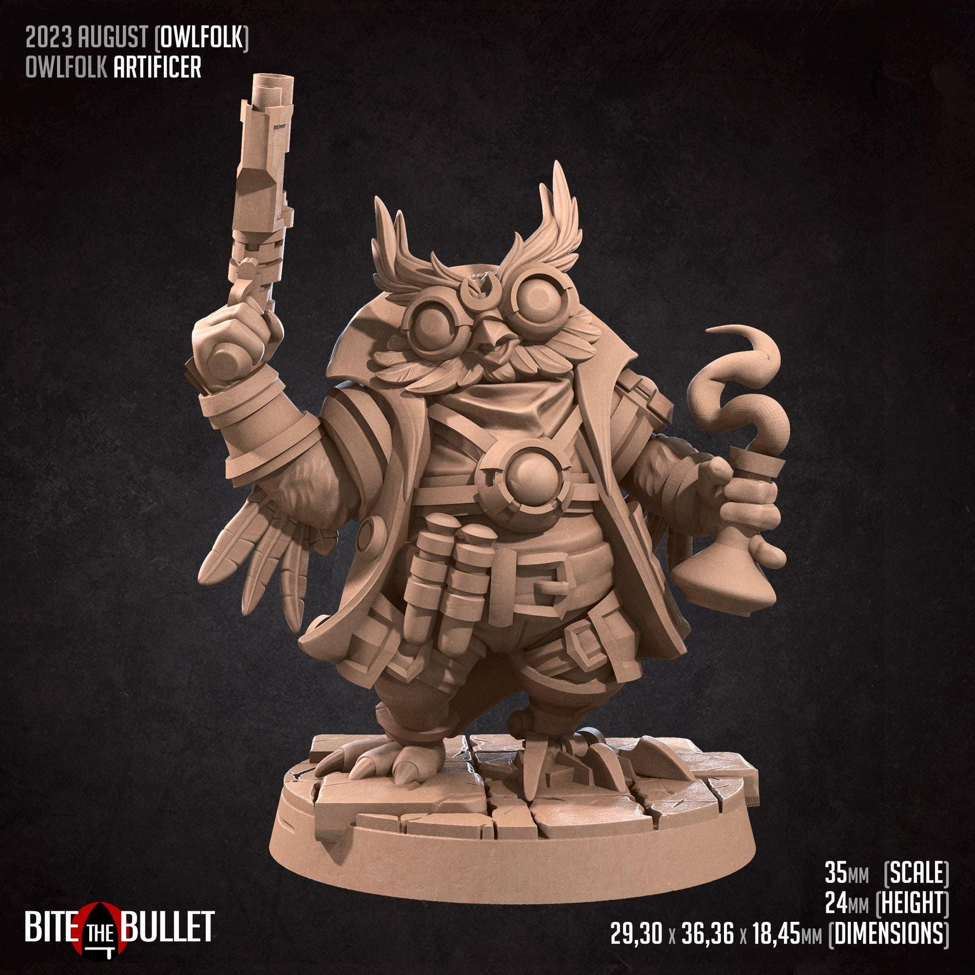 Owlfolk Artificer Blacksmith Miniature | Bite the Bullet