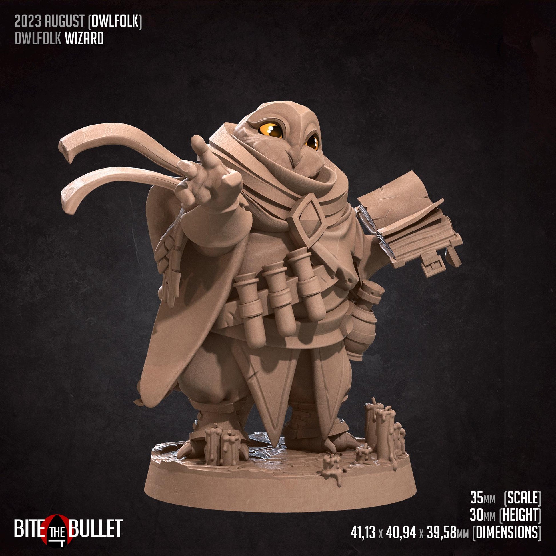 Owlfolk Wizard Miniature | Bite the Bullet