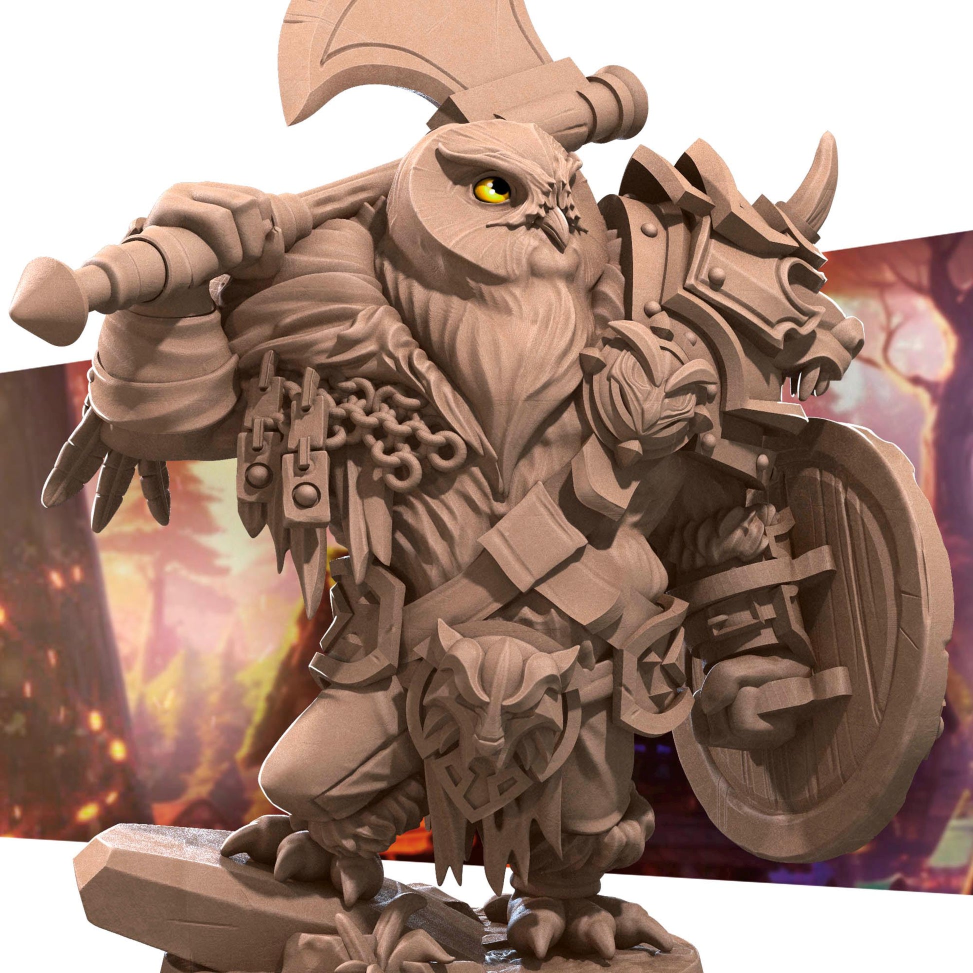 Owlfolk Barbarian Miniature | Bite the Bullet