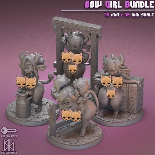 Cow Girl Miniatures | 3D Resin Figurine | Jigglystix
