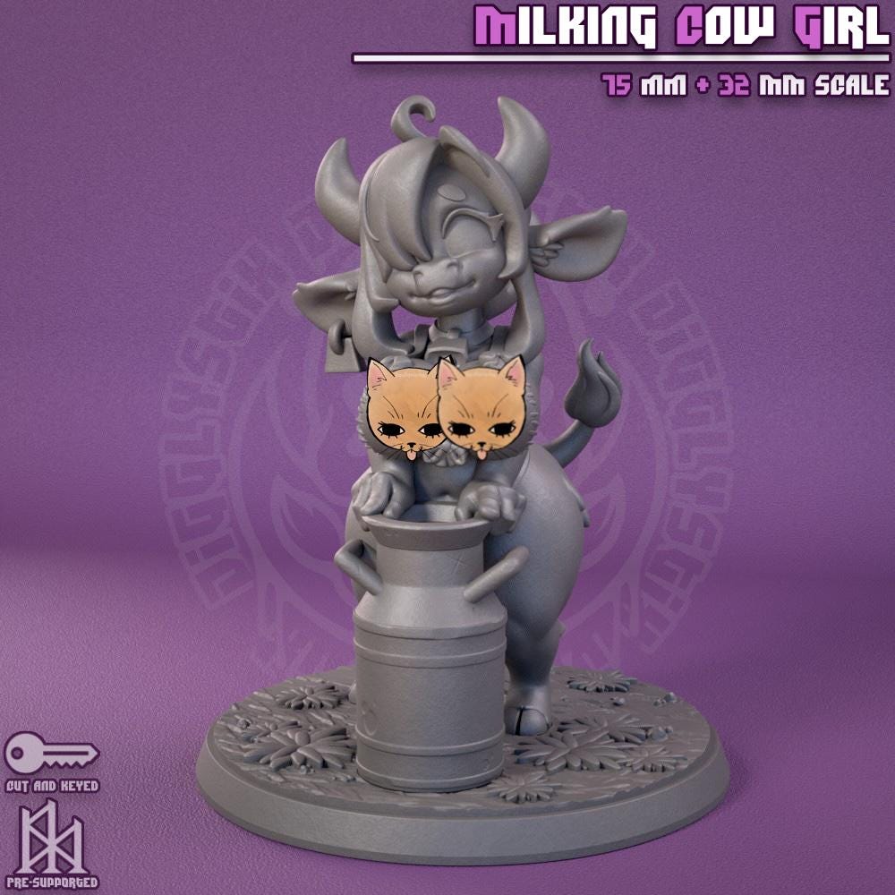 Cow Girl Miniatures | 3D Resin Figurine | Jigglystix