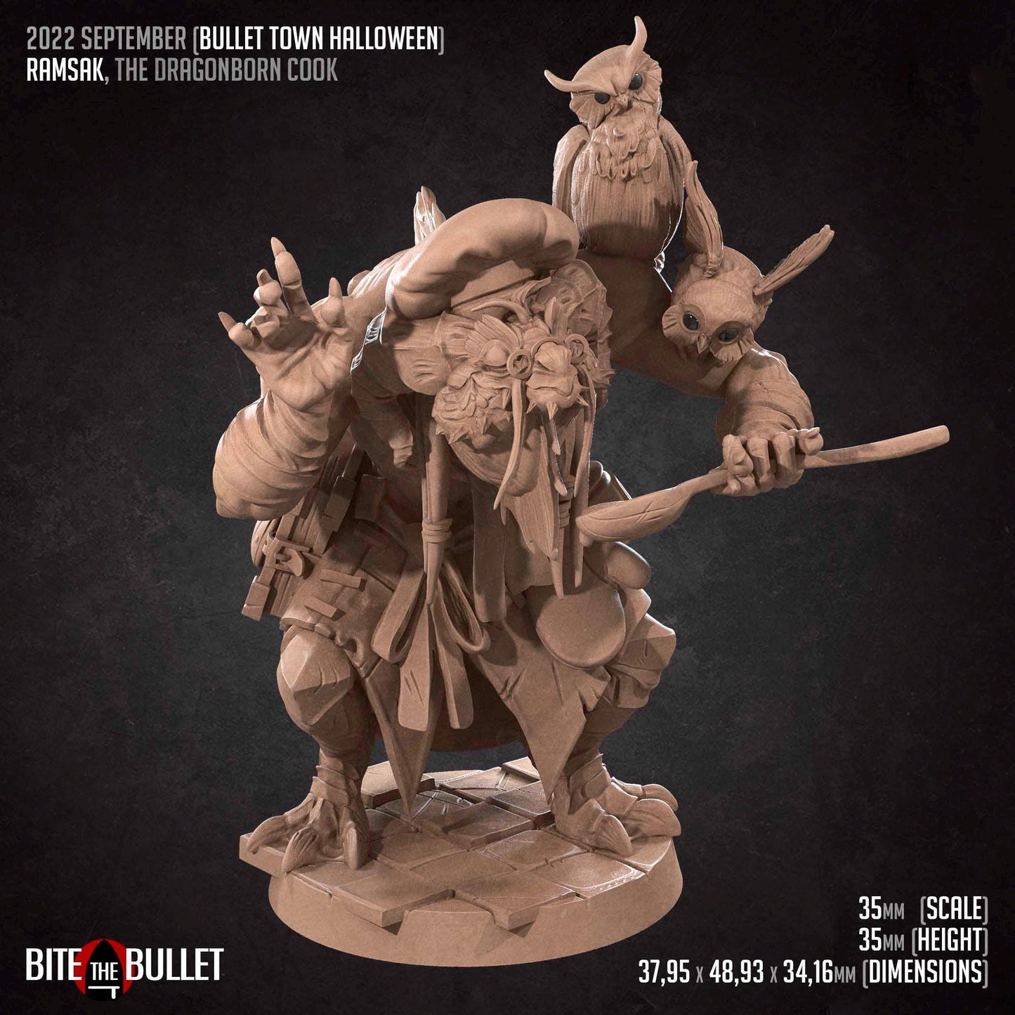 Ramsak, the Dragonborn Cook Miniature | Bite the Bullet
